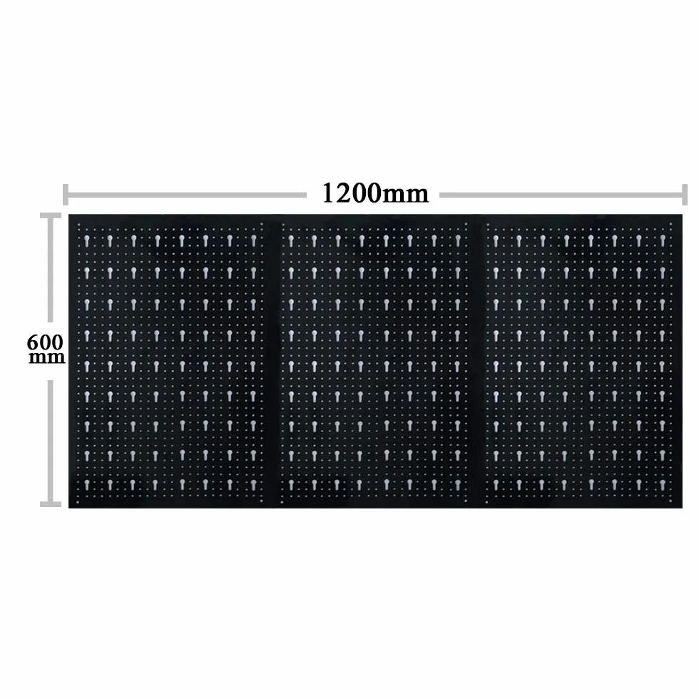 Ścianka narzędziowa 120 x 60 x 2 cm, metalowa ścianka perforowana z akcesoriami, trzyczęściowa blacha perforowana, zestaw z 17-częściowym zestawem haków do warsztatu
