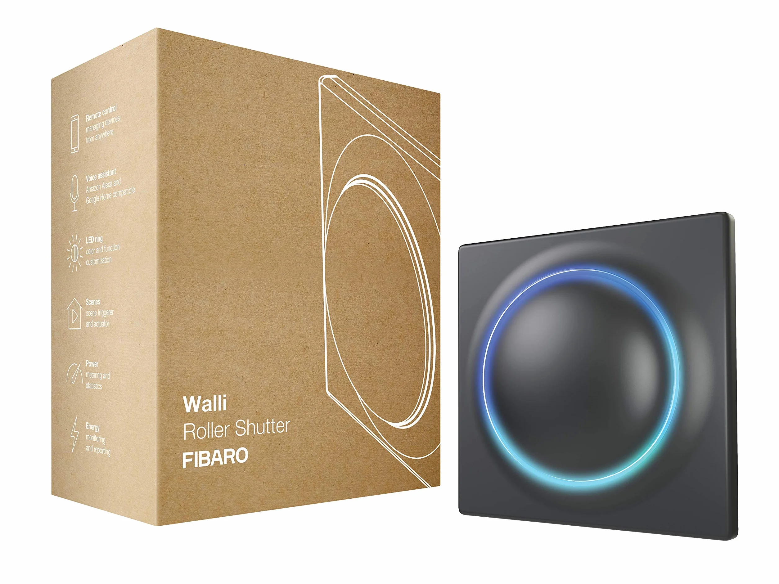 FIBARO Walli Roller Shutter Z-Wave Plus Smart Home podtynkowy przełącznik rolety antracyt FGWREU-111-8