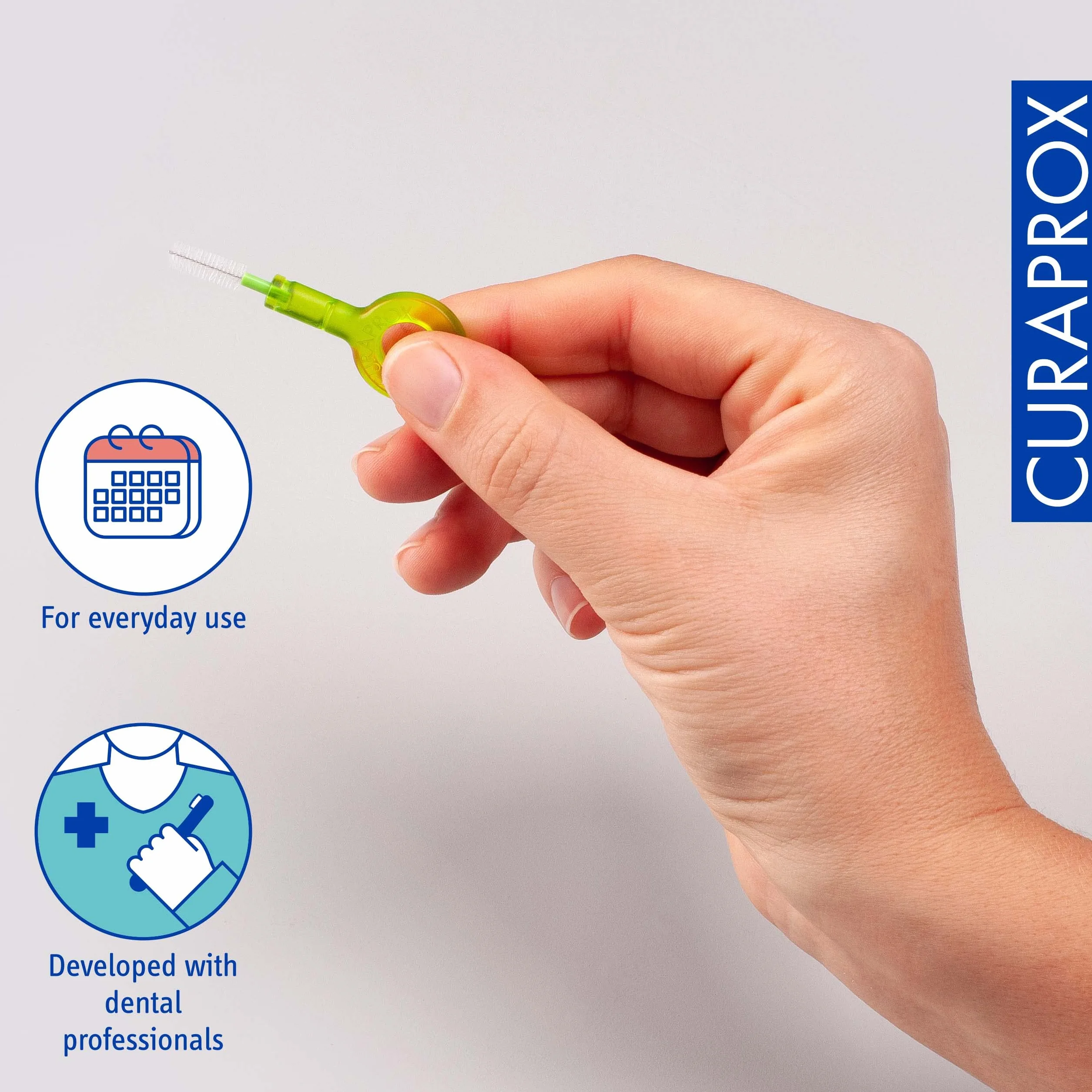 Curaprox Interdental Brush Wkłady CPS 011 Prime-ISO Rozmiar 3, Zielony/Ultra-Fine filamenty do skutecznego czyszczenia wąskich przestrzeni / 8-Pack/Made in Switzerland/English Packaging