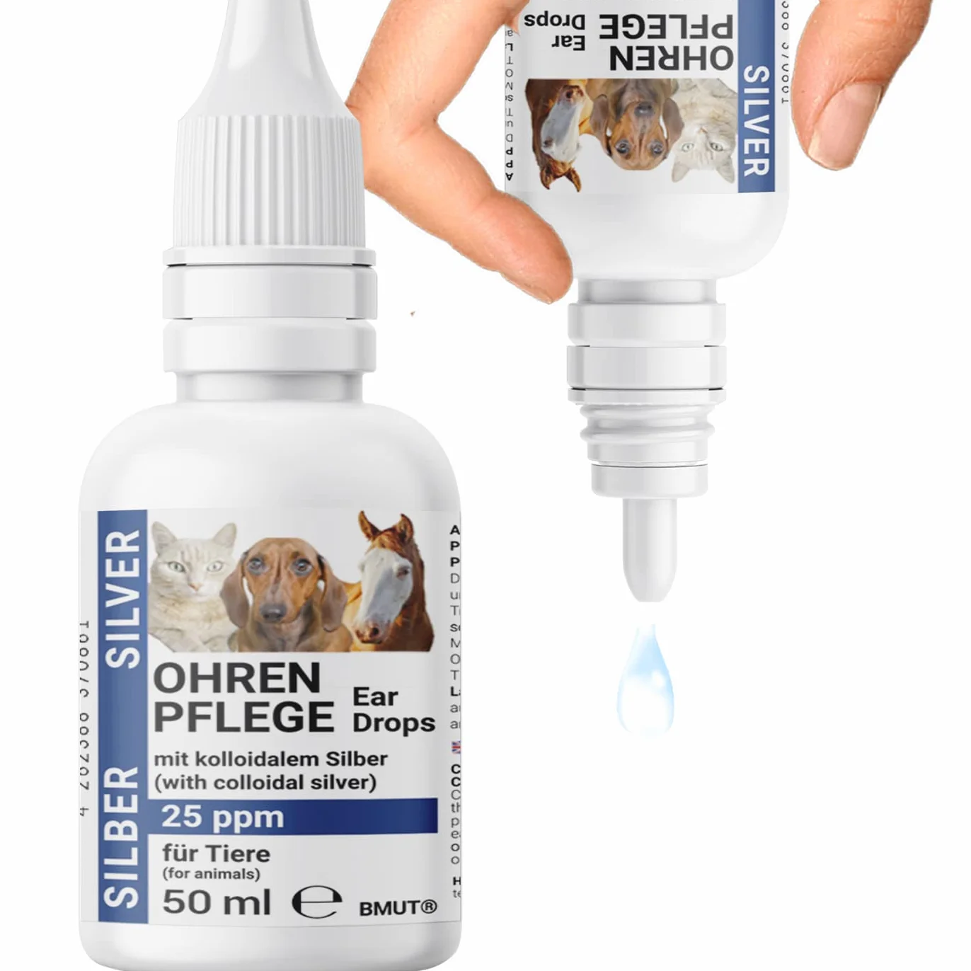 Krople do uszu dla psów i kotów z kolloidalnym srebrem 25 ppm 50ml