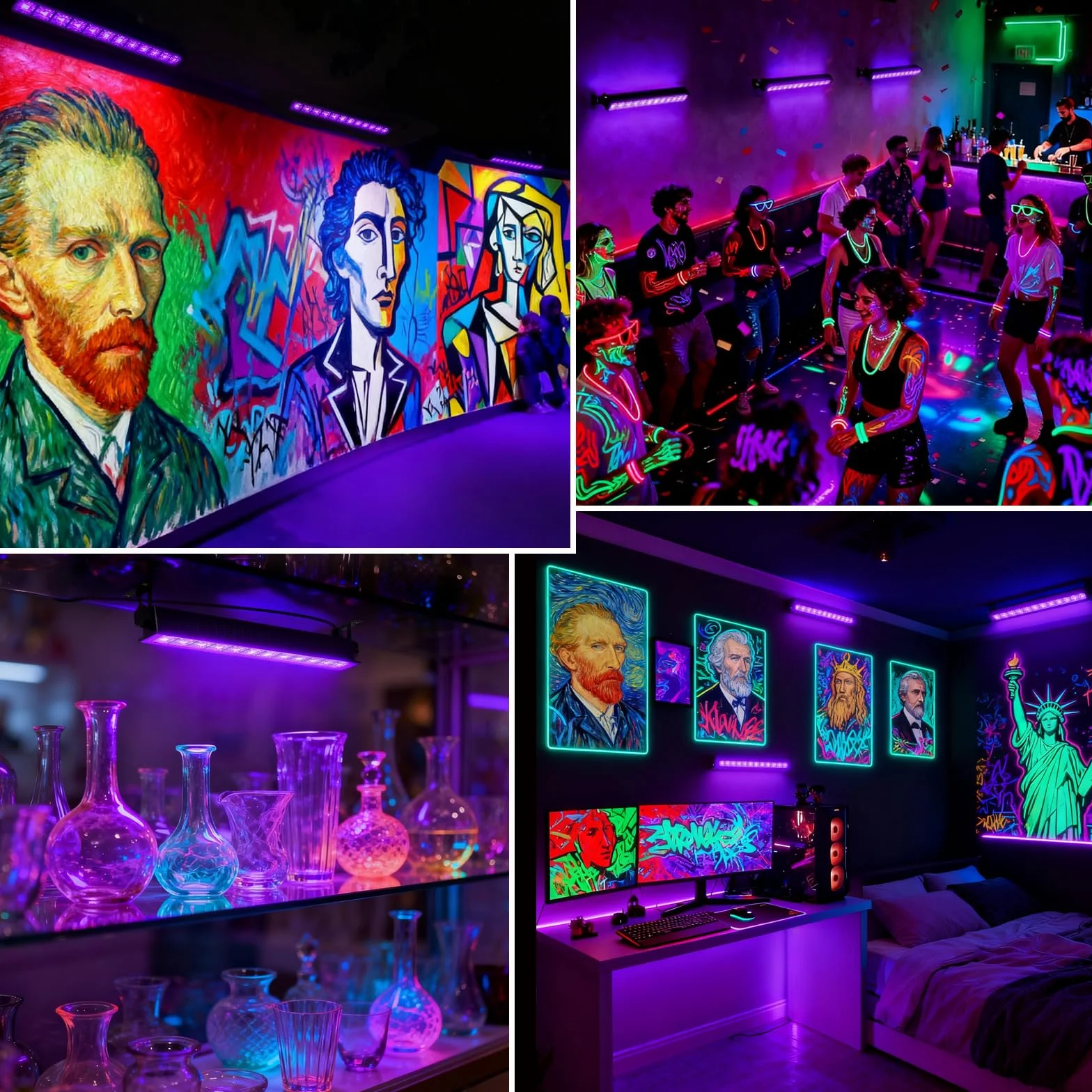 CREATESTAR Czarne światło LED 45 W, czarne światło UV LED z wtyczką, IP66 wodoszczelne czarne światło na imprezę, efekty fluorescencyjne, dekoracja na Halloween, scenę