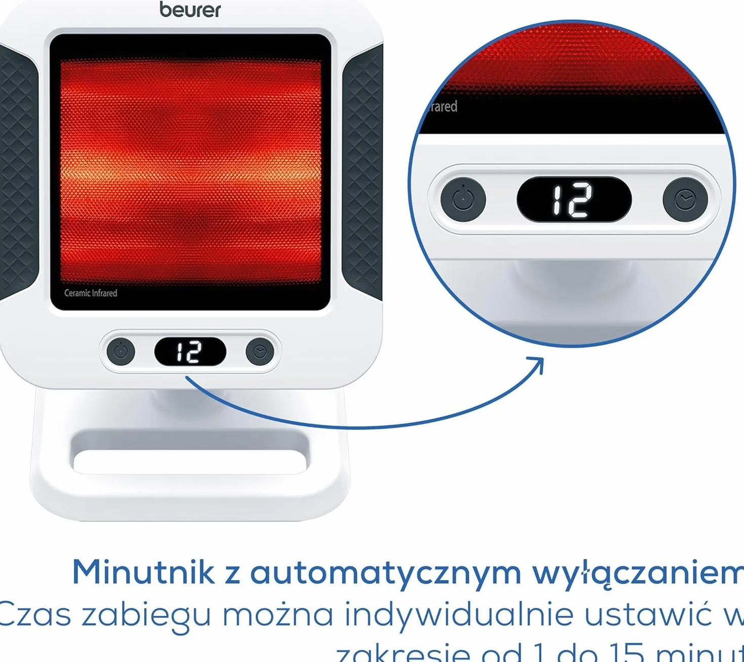 Beurer IL 60 Lampa na podczerwień 300 W z timerem ceramiczny dysk UV biały
