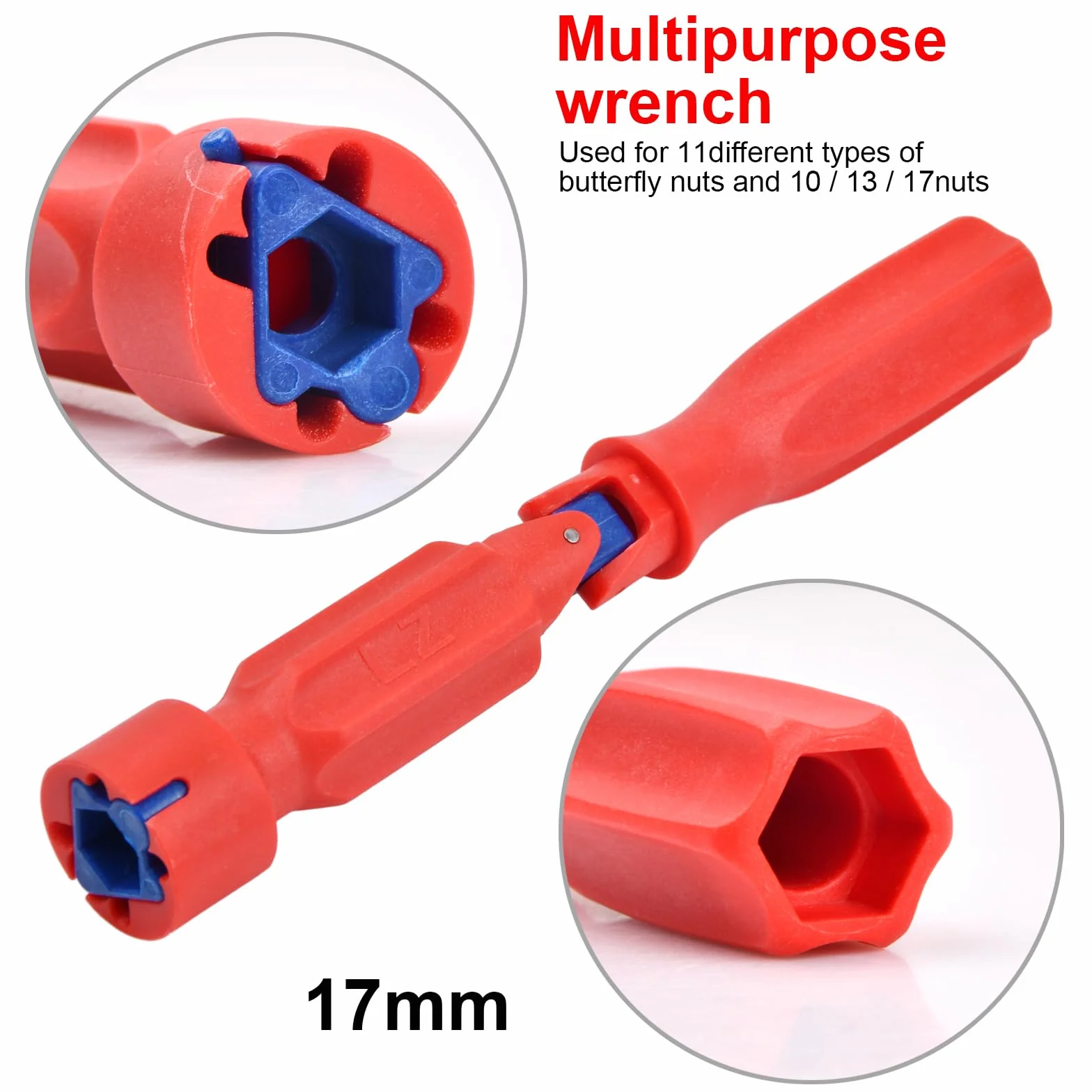 Uniwersalny klucz do instalacji sedesu WC, klucz do naprawy sedesu toaletowego, klucz do sedesu WC, plastikowy klucz montażowy sedesu WC, klucz do deski sedesowej 20 cm, czerwony klucz do