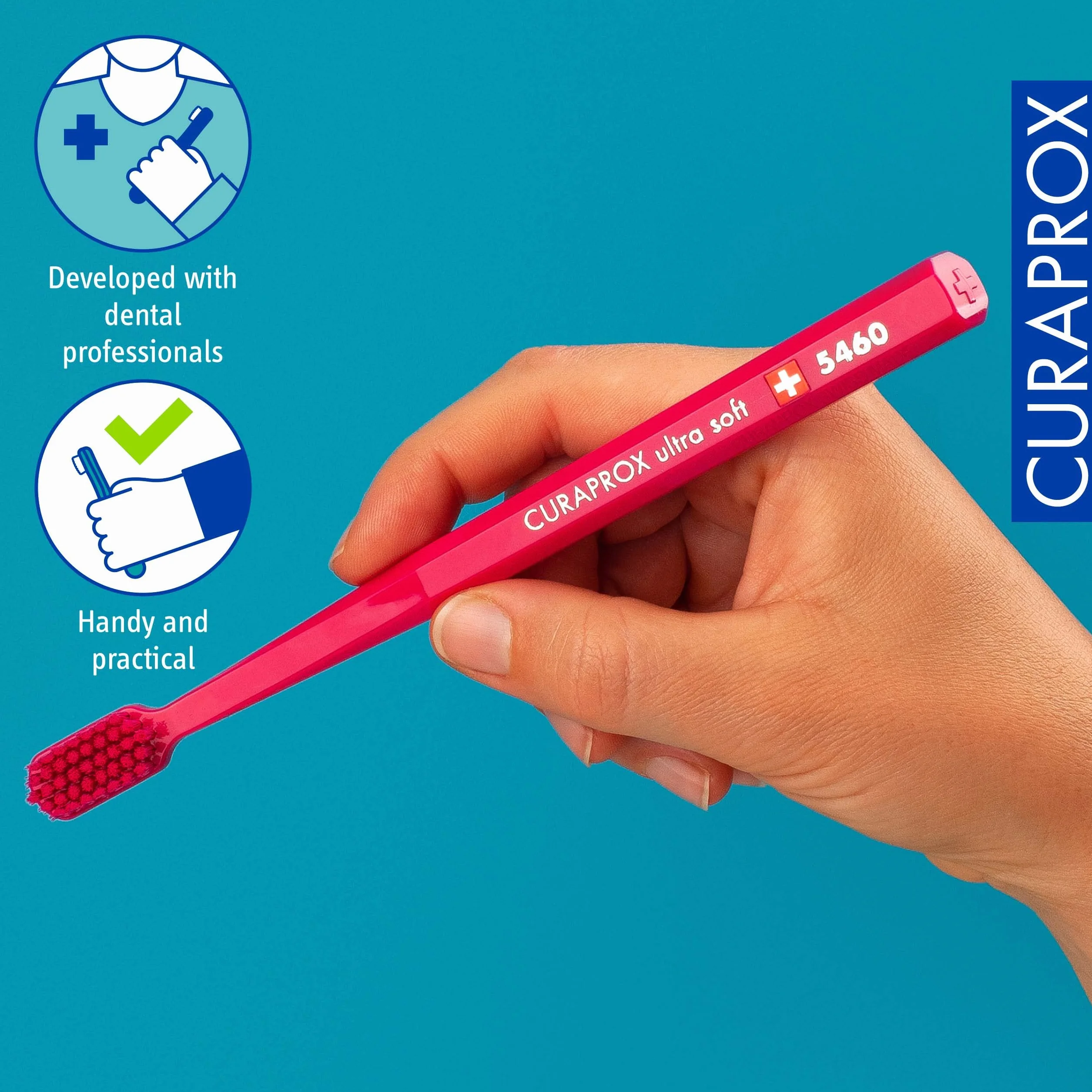Curaprox CS 5460 Ultra-miękka szczoteczka do zębów-Pielęgnacja zębów i dziąseł dla dorosłych/Super Miękkie włosie Curen® / Magenta, pojedyncze opakowanie/Made in Switzerland