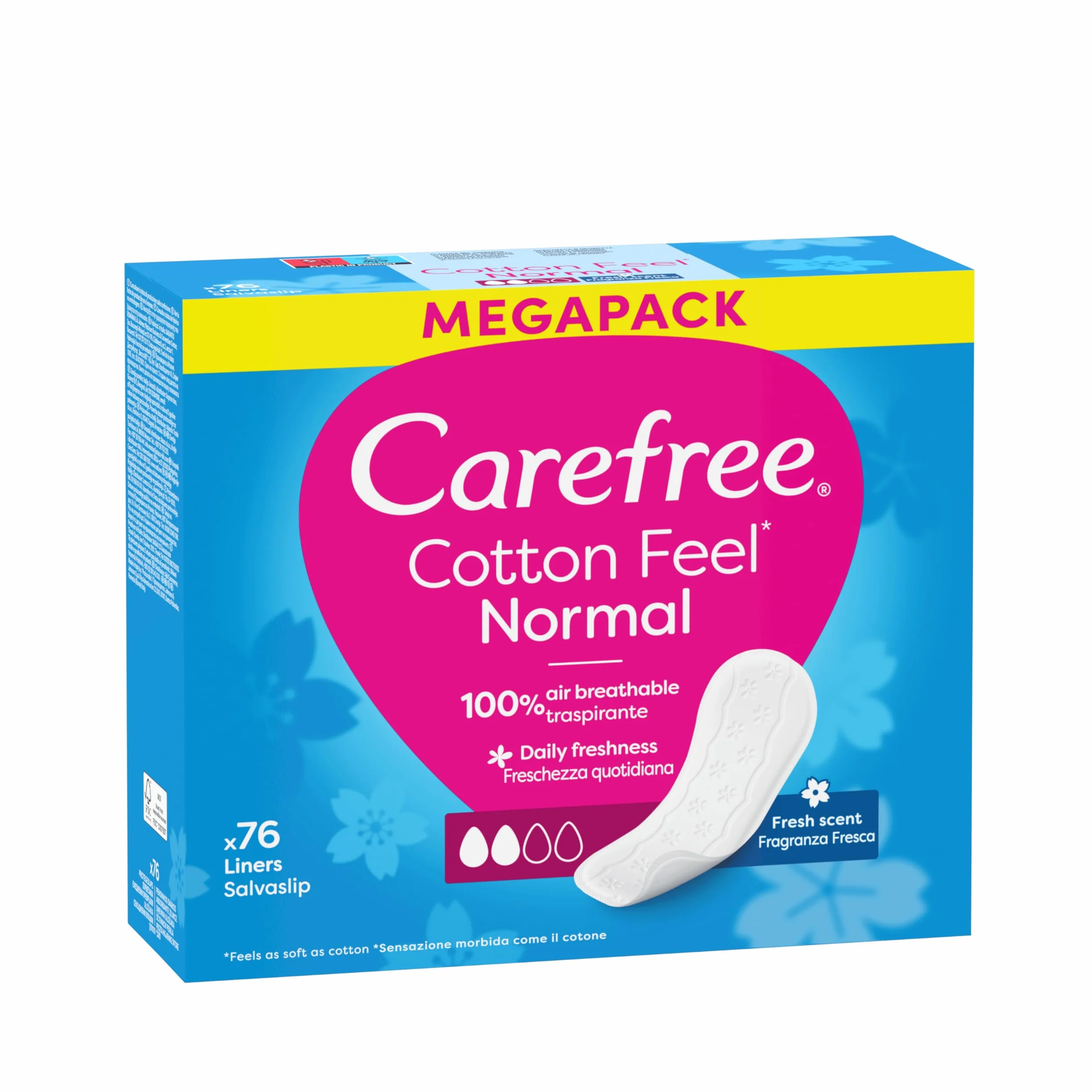 Carefree Cotton Fresh Wkładki Higieniczne 76 szt. Naturalny Ekstrakt Bawełny Świeży Zapach