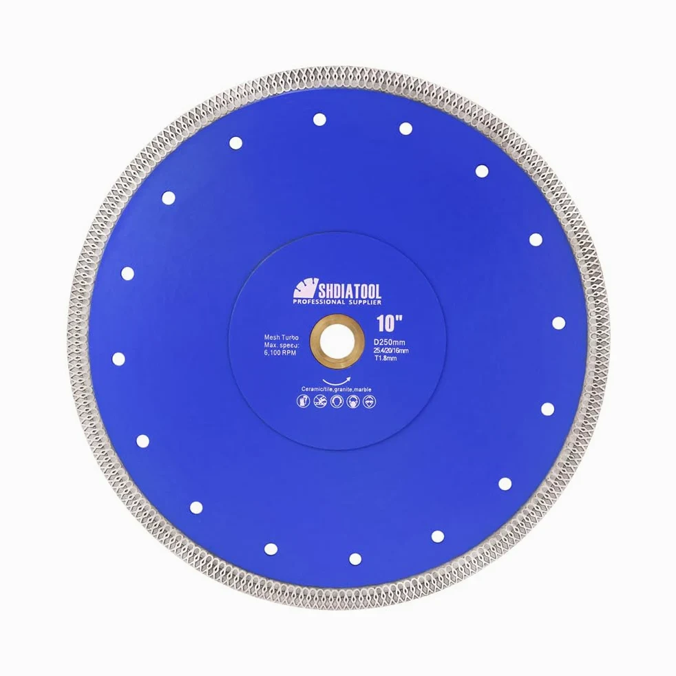 SHDIATOOL Turbo Mesh Diamond Blade with X Rim Segment for Porcelain Tile Ceramic Diameter