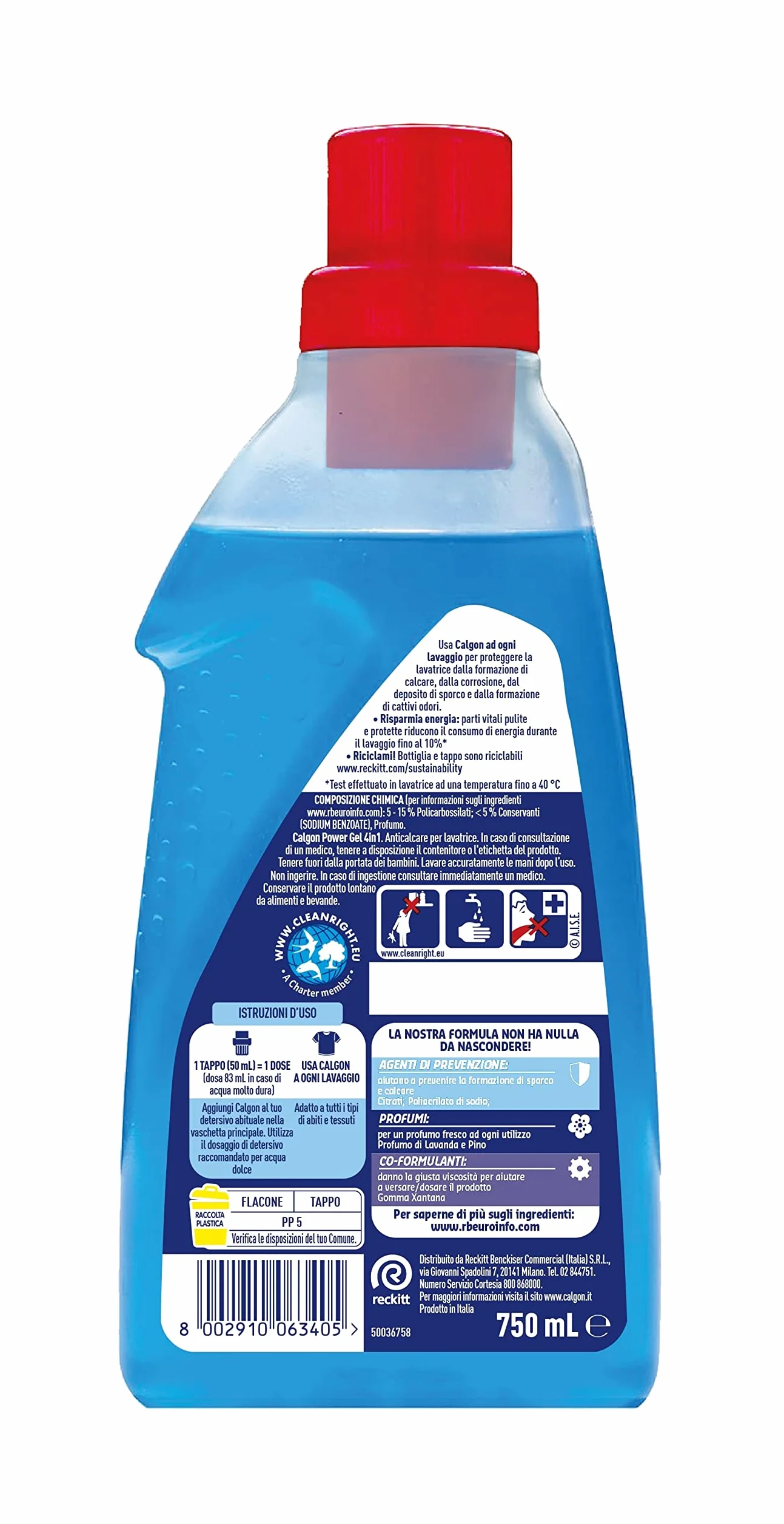Calgon Power Gel odkamieniacz pralka 4 w 1, antykamieniowa pralka, dodatek do miękkich ubrań, 1 opakowanie 750 ml dodatku do kamienia i korozji