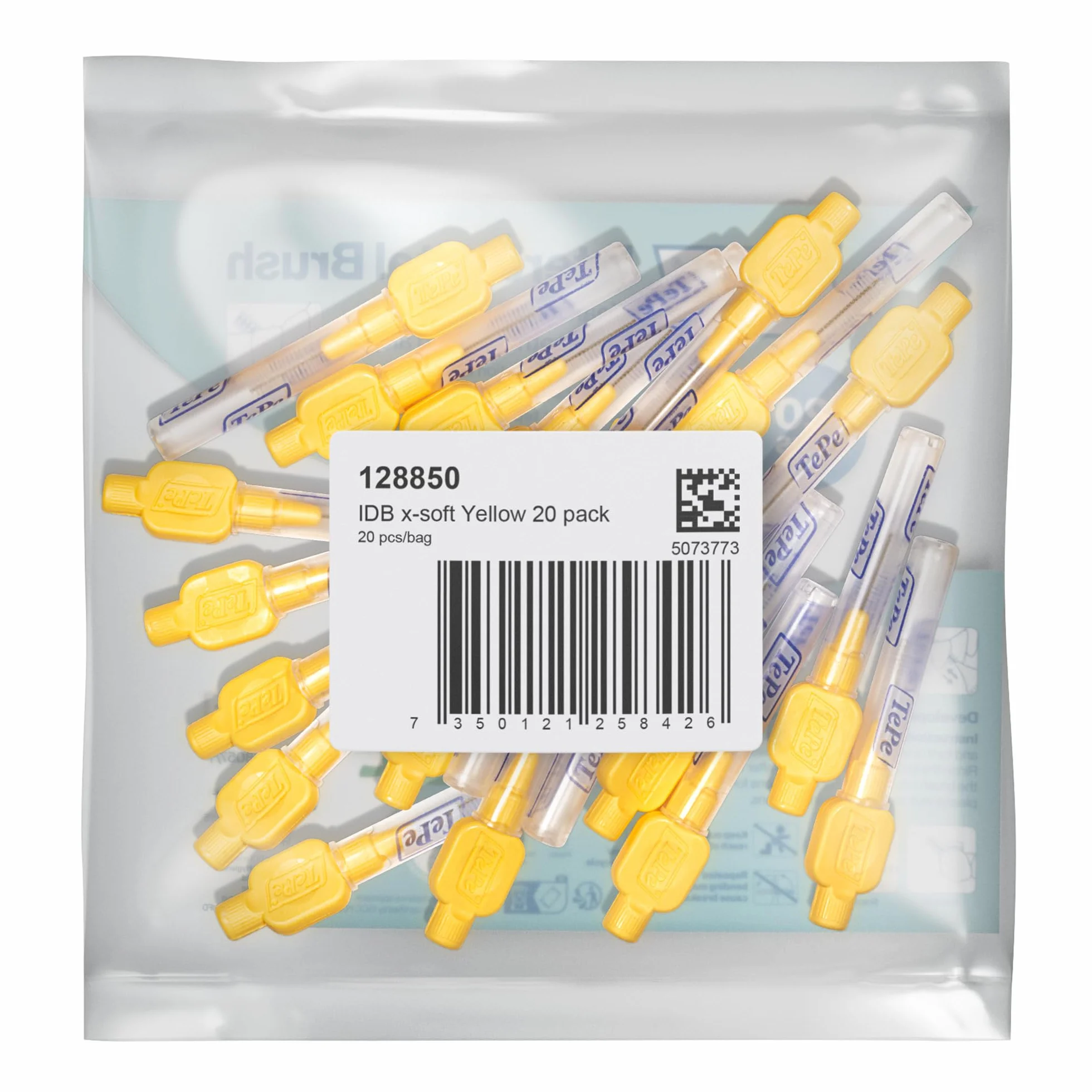 TePe Extra Soft szczoteczka międzyzębowa, żółta, 0,7 mm, ISO 4, 20 sztuk, skuteczne czyszczenie przestrzeni międzyzębowych, usuwanie płytki nazębnej