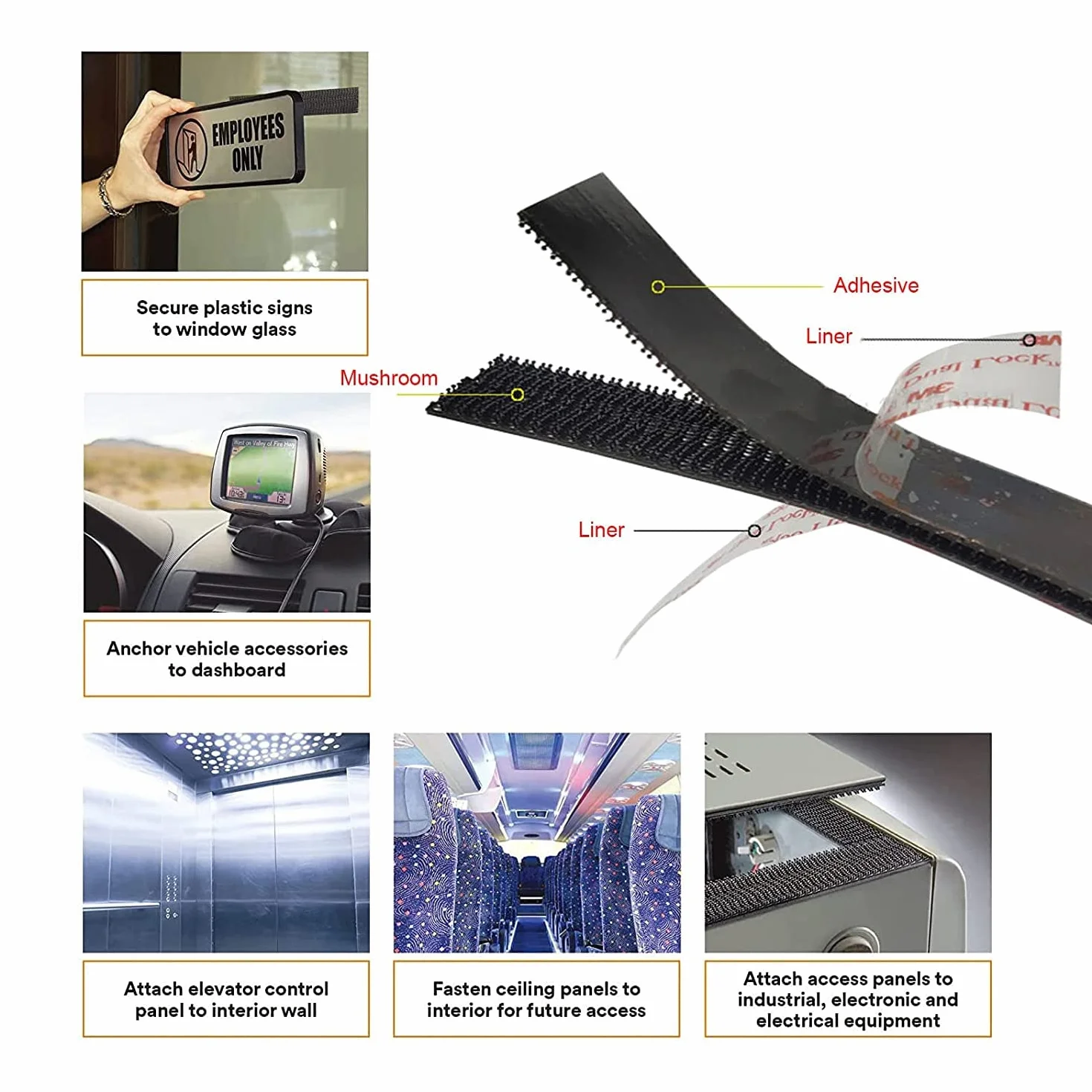 Dpm Tapes Dual Lock SJ3550, 1 taśma klejąca z podwójną blokadą, blokada nacisku, produkt wysoce samoprzylepny do samochodów, Dashcam, Go Pro, uchwyt Holder, zrób to sam czarny (25,4 mm x 1 m)