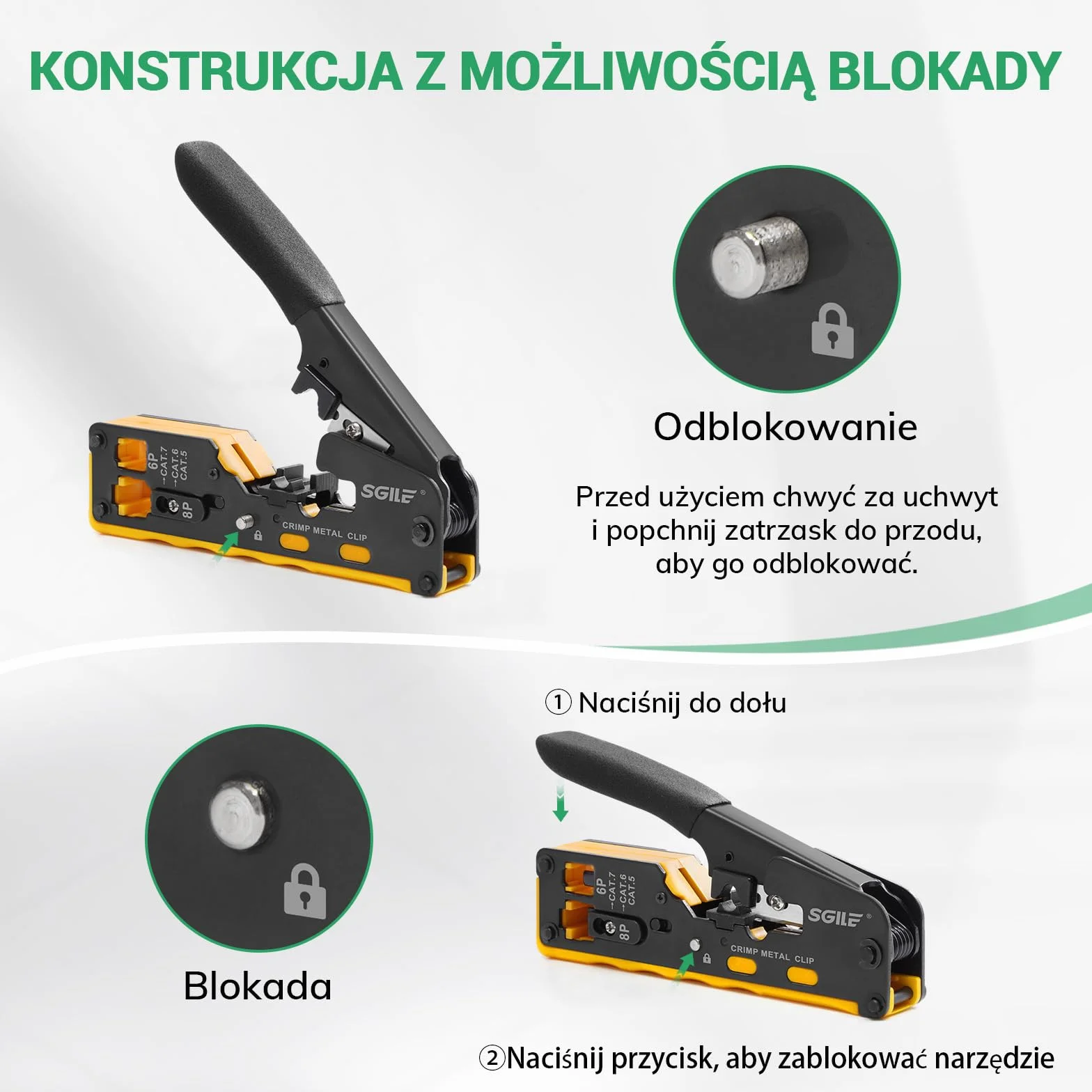 SGILE Zestaw Narzędzi do Zaciskania RJ45 Cat5 Cat6 Cat7