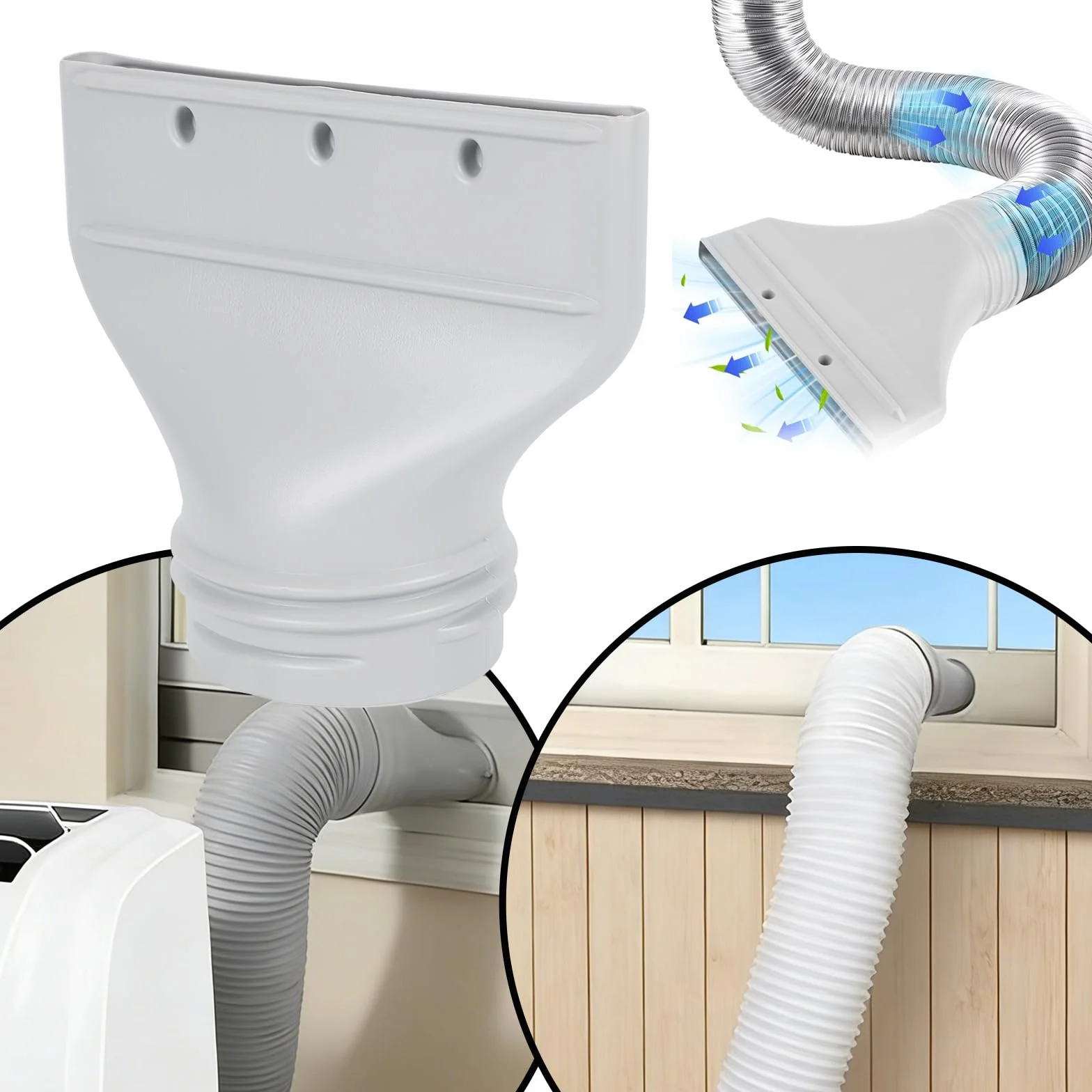 Adapter do klimatyzatora, wąż wylotowy, płaski, do węża wylotowego o średnicy 130 mm/150 mm, wąż do klimatyzatora, przyłącze węża do przenośnych klimatyzatorów, przyłącze wywiewu powietrza okiennego
