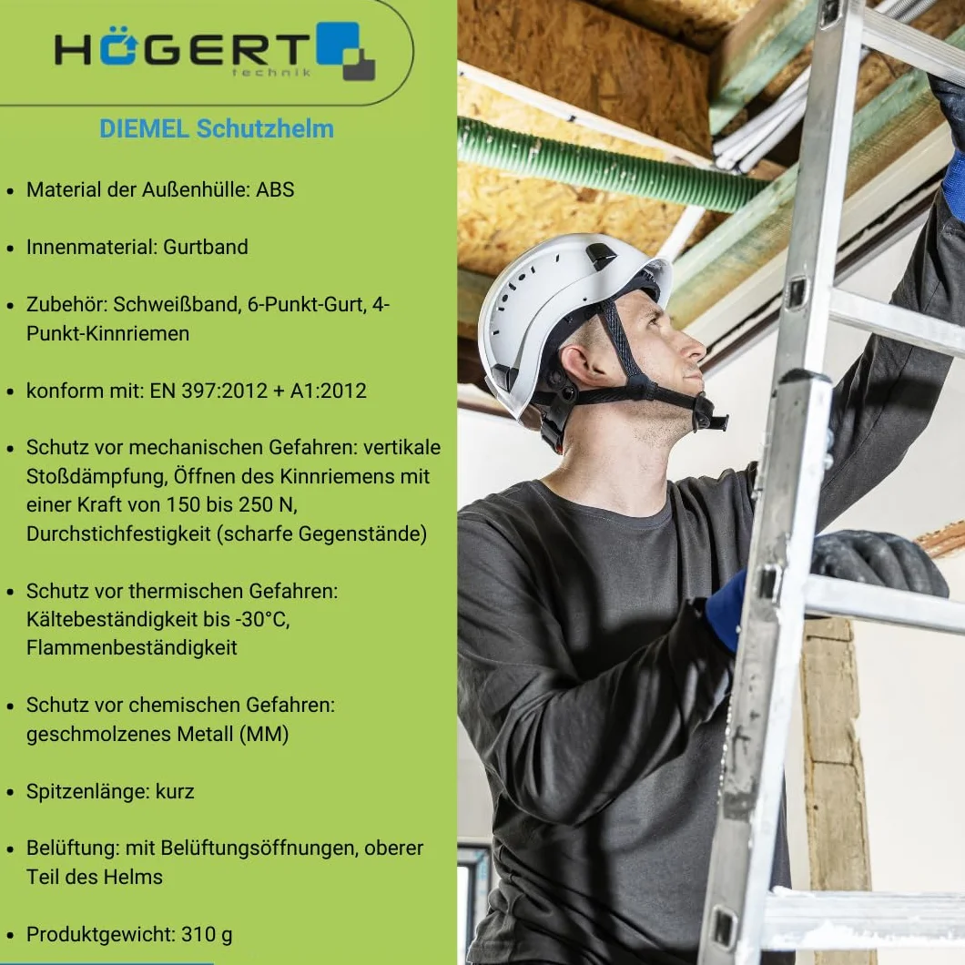 Högert Technik DIEMEL kask ochronny EN 397:2012 biały 6-punktowy pasek