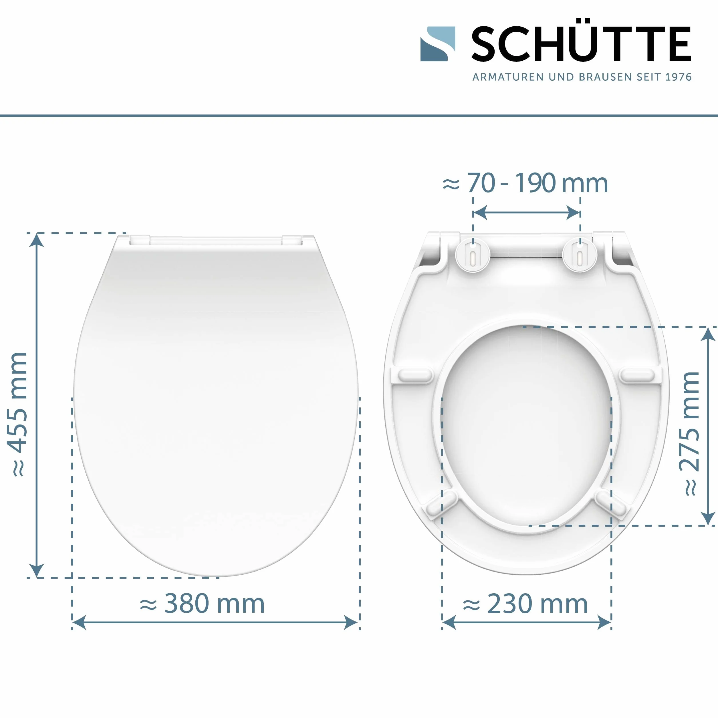 SCHÜTTE 82700 deska sedesowa Duroplast SLIM WHITE, deska sedesowa wolnoopadająca i szybkim zapięciem do łatwego czyszczenia, wyjątkowo płaski kształt, maksymalne obciążenie 150 kg, biała