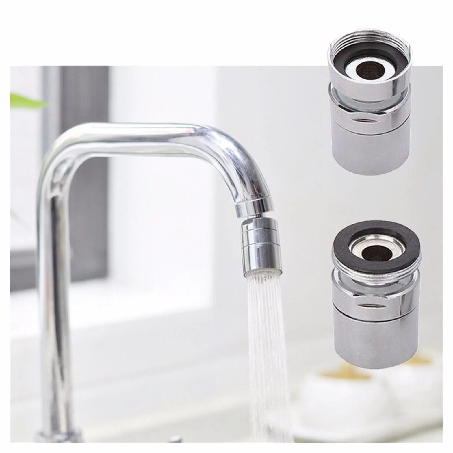 Perlator do kranu Adapter do kranu 1 szt. Bateria kuchenna i łazienkowa Aerator, elastyczny stopień Aerator Wylot z opryskiwaczem Obrotowy kran Oszczędzający wodę Głowica dyszy Bateria zlewozmywakowa