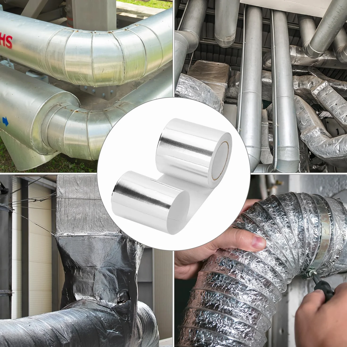 QWORK® 100 mm x 50 m szeroka taśma aluminiowa - odporna na ciepło i wodoodporna taśma uszczelniająca - do uszczelniania, naprawy i izolacji