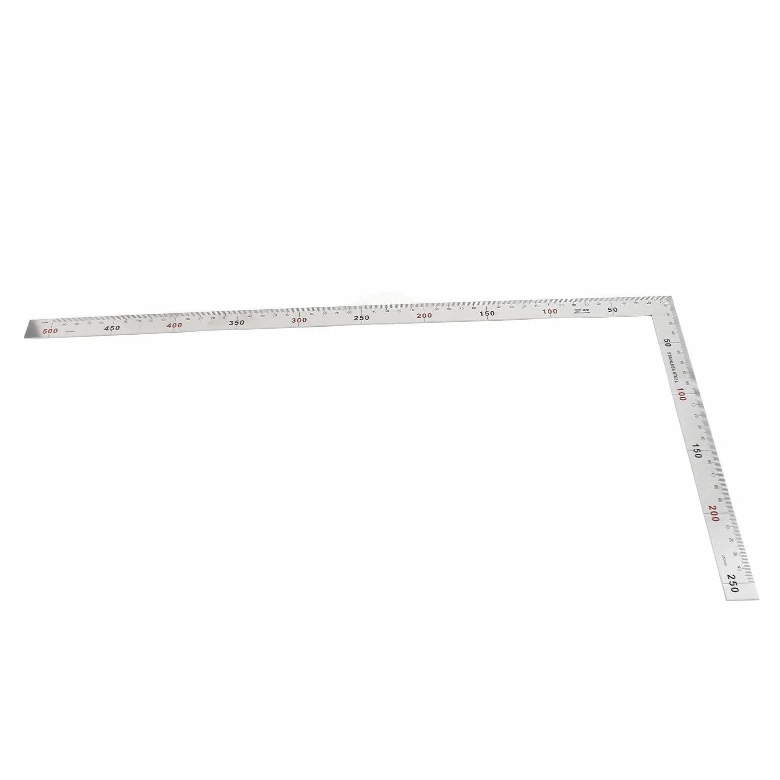 Oumefar Kadrowanie Kwadrat, Stal Nierdzewna 90 Stopni Linijka Kątowa Pomiar Kwadratowe Narzędzie Stolarz Kwadratowy, Metalowy Kształt Litery L Kwadratowa Linijka(500mm*250mm)