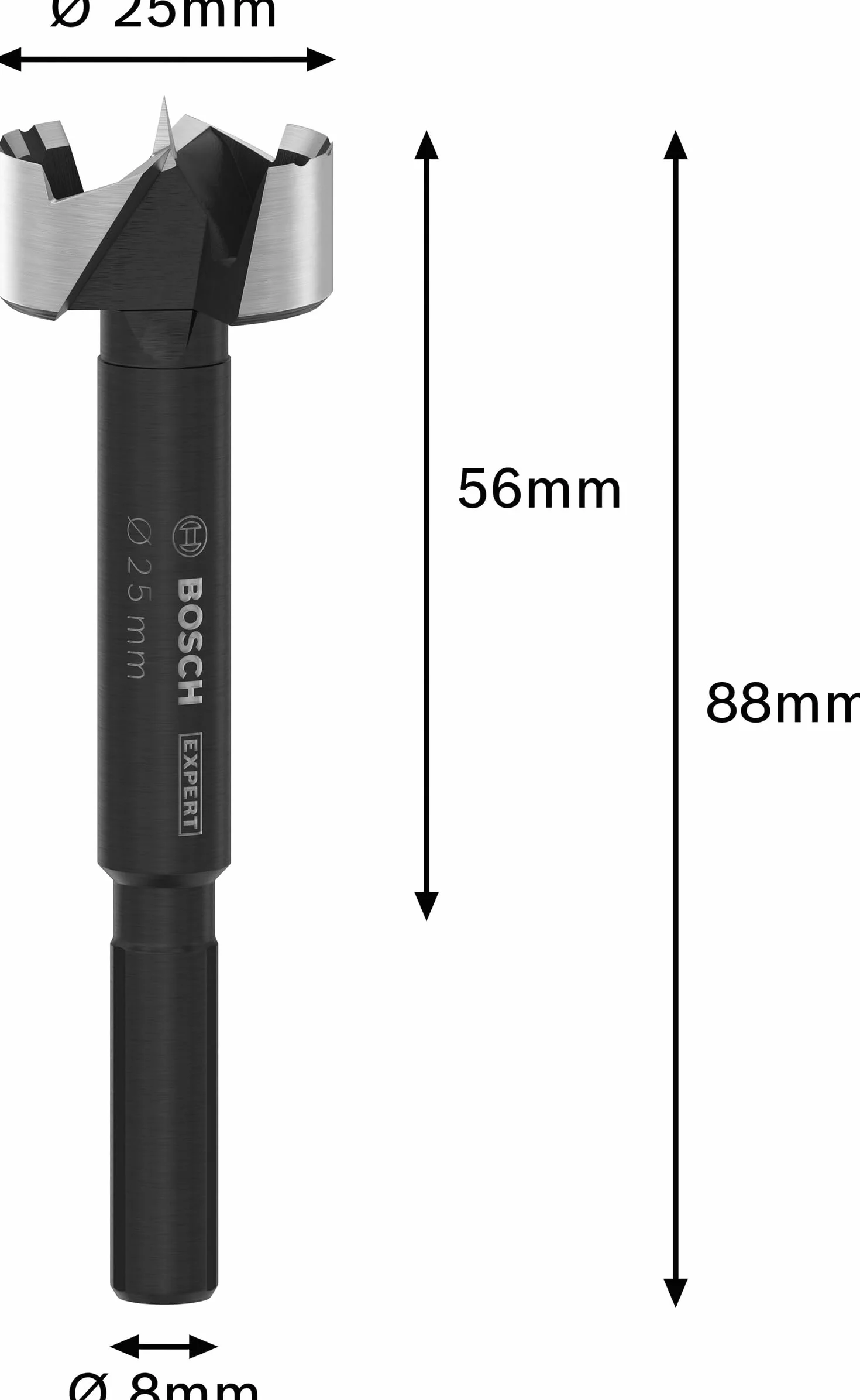 Bosch 1x Wiertło Forstner EXPERT Wood (do Miękkie drewno, Twarde drewno, Ø 25,00 mm, Professional Akcesoria Wiertarki)