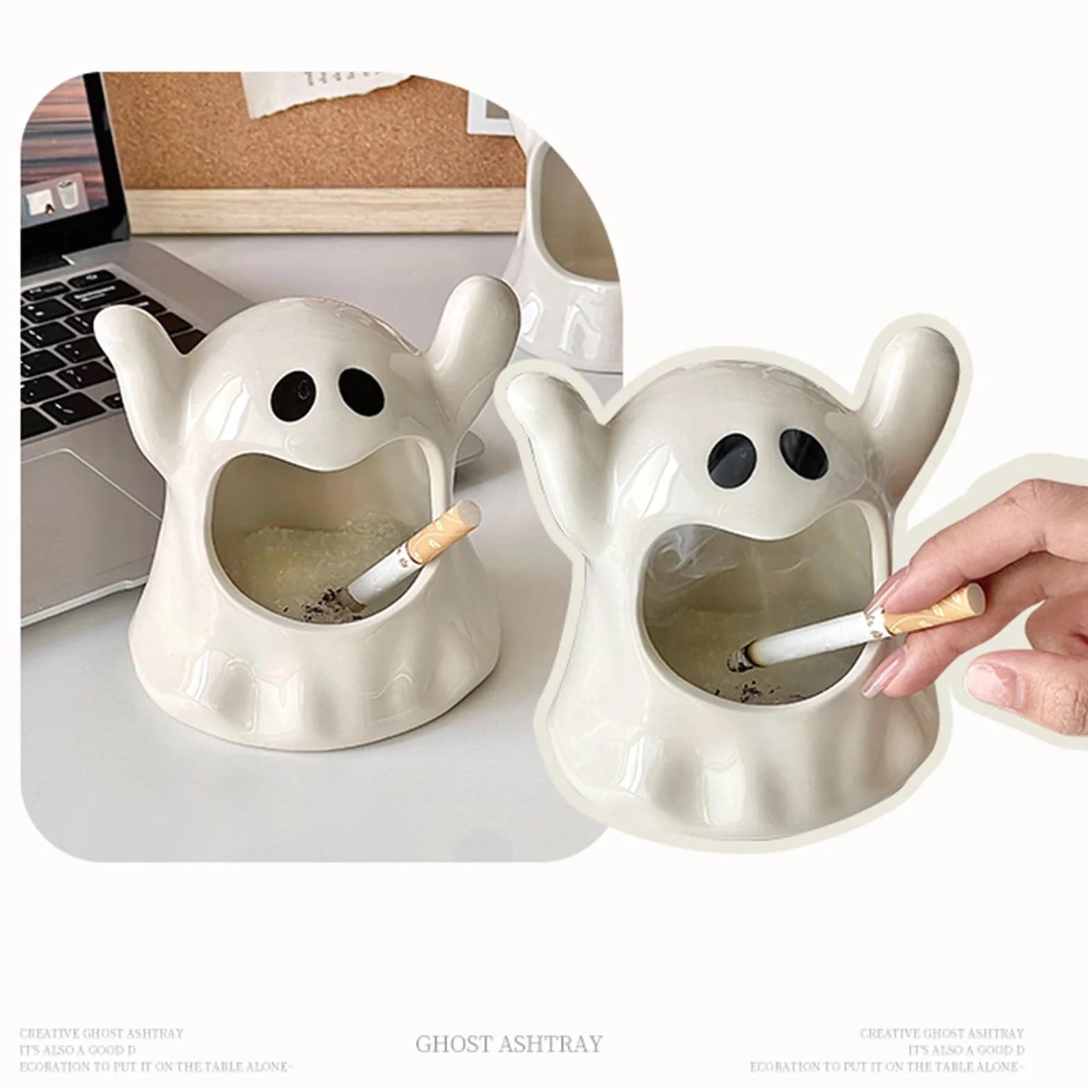 Ghost ashtray Resin Creative Skull Spooky Figurine Halloween Decorations Gothic Home Bedroom Living Room Ornament