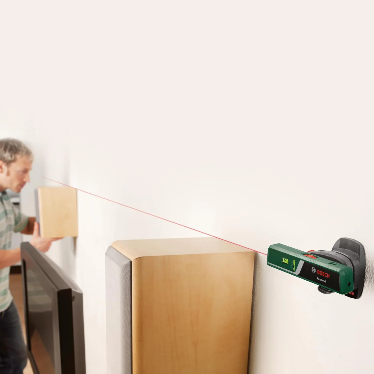 Bosch EasyLevel Poziomica laserowa z uchwytem ściennym, linia i punkt laserowy