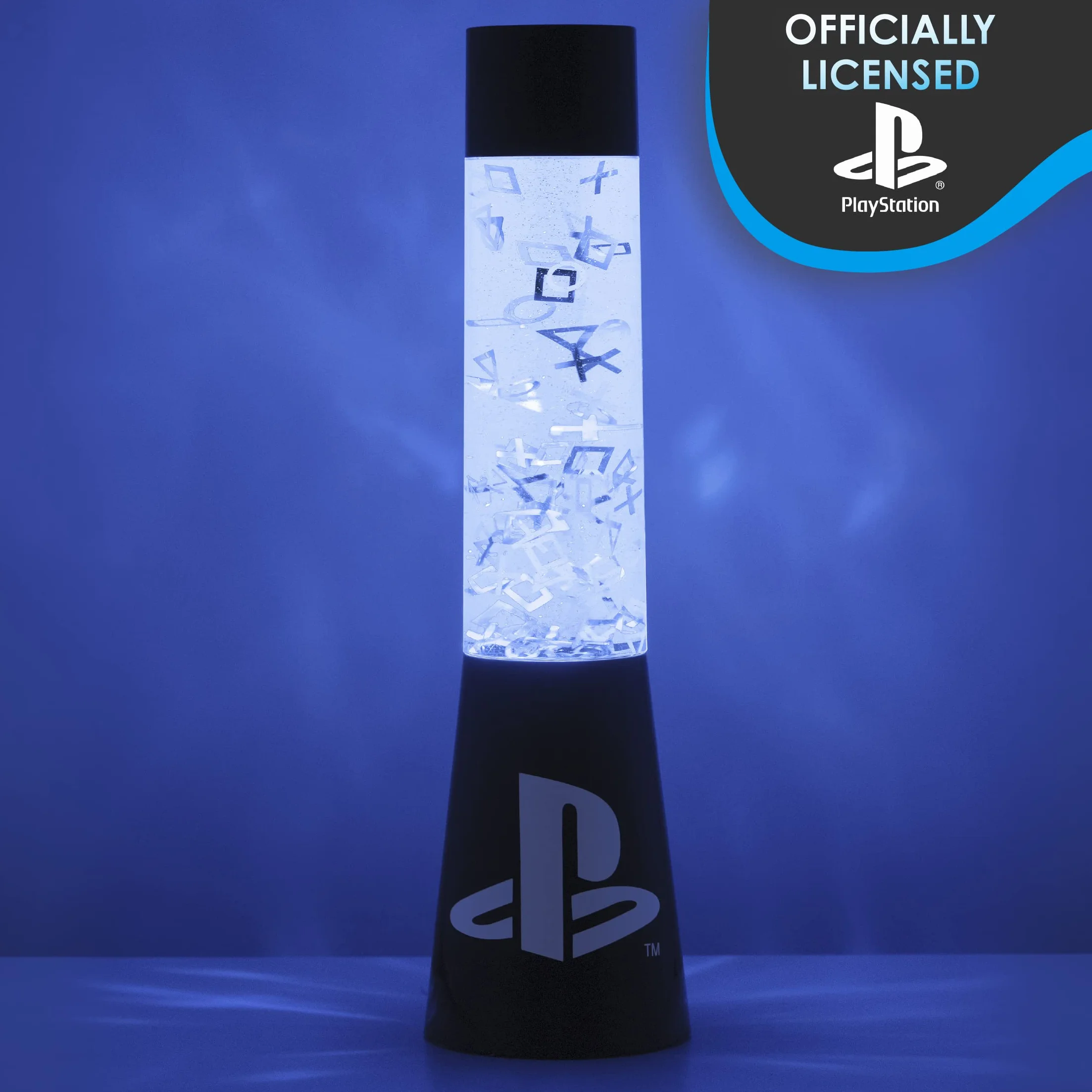 Paladone Sony PlayStation Glitter Liquid Mood Light z pływającymi kontrolerami i ikonami, oficjalnie licencjonowany produkt Sony PlayStation | PS5 | lampa lawowa | lampa biurkowa | lampka nocna |