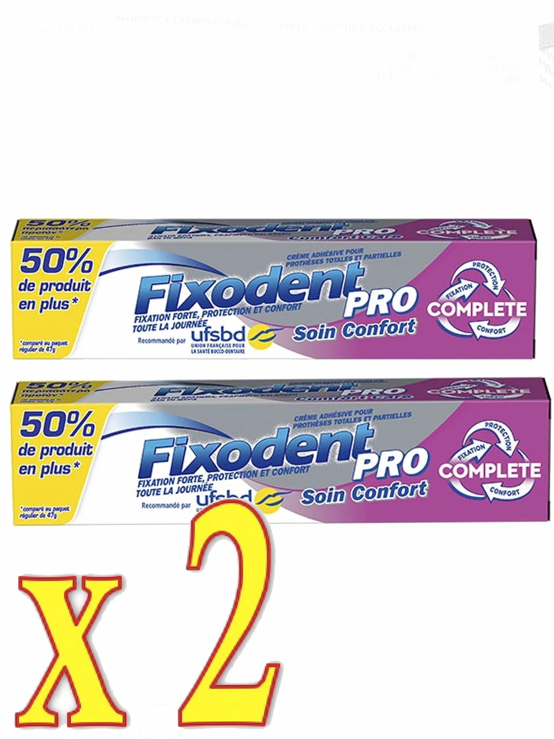 Fixodent - Fixodent Pro - Wygodna pielęgnacja - tubka 70,5 g - Zestaw 2 probówek