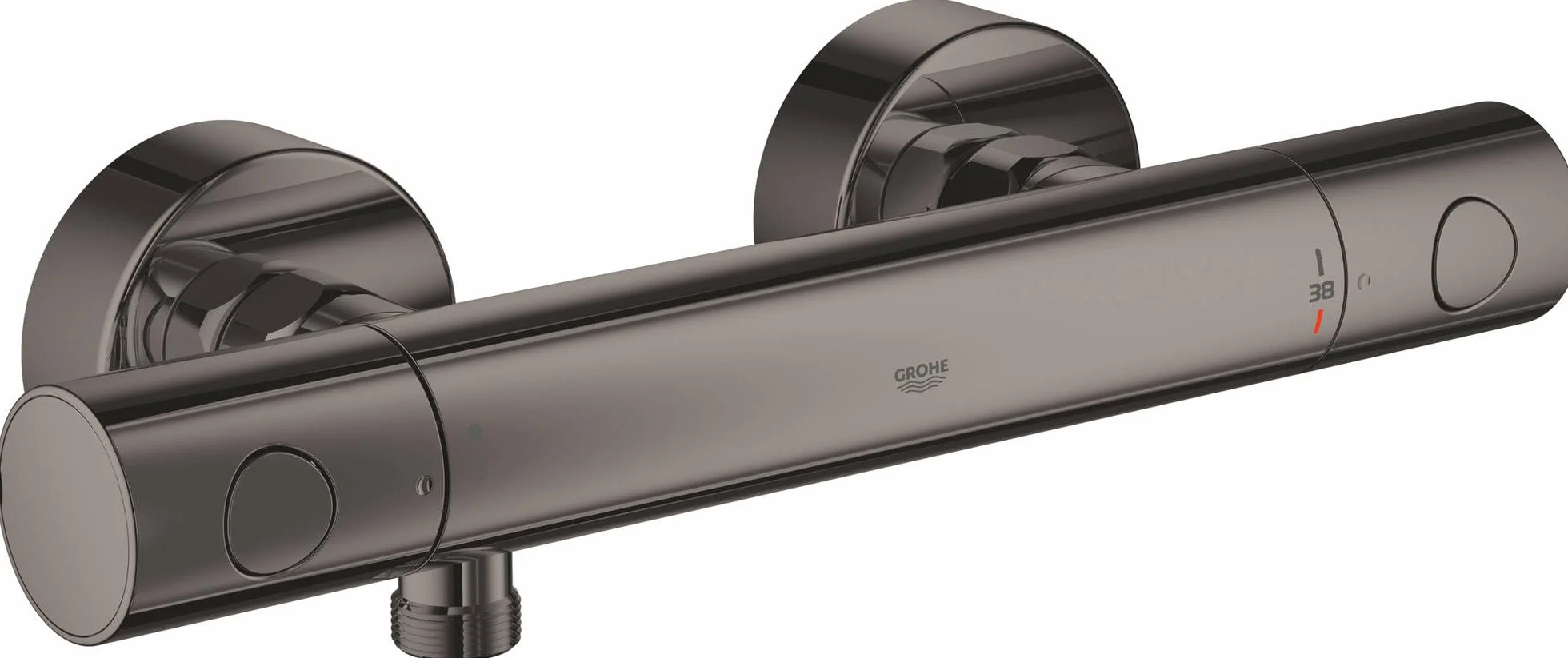 GROHE Grohtherm 1000 Cosmopolitan 34065A02 bateria prysznicowa z termostatem (oszczędzająca wodę, ergonomiczny uchwyt metalowy, blokada bezpieczeństwa w temperaturze 38°C), twarda grafitowa