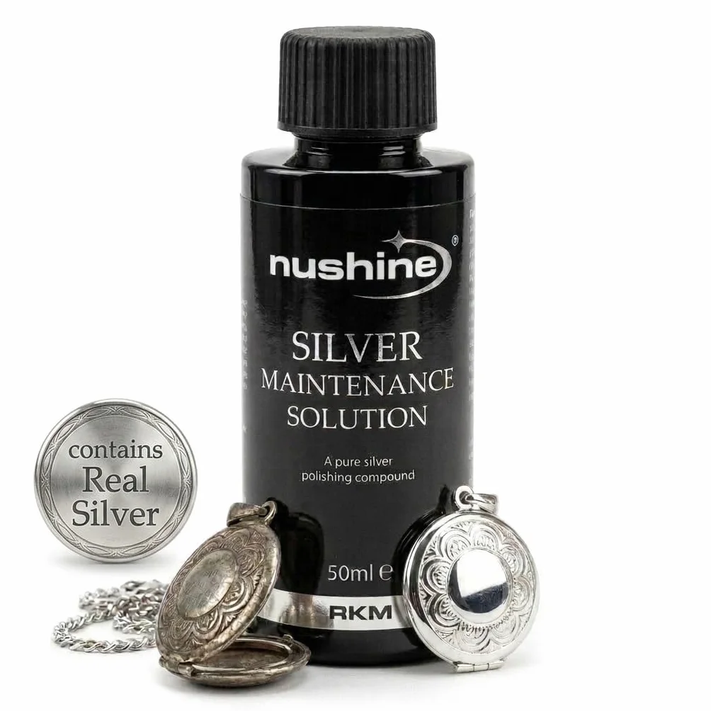 Nushine Roztwór do konserwacji srebra 50 ml - zawiera czyste srebro (idealne do noszenia srebra)