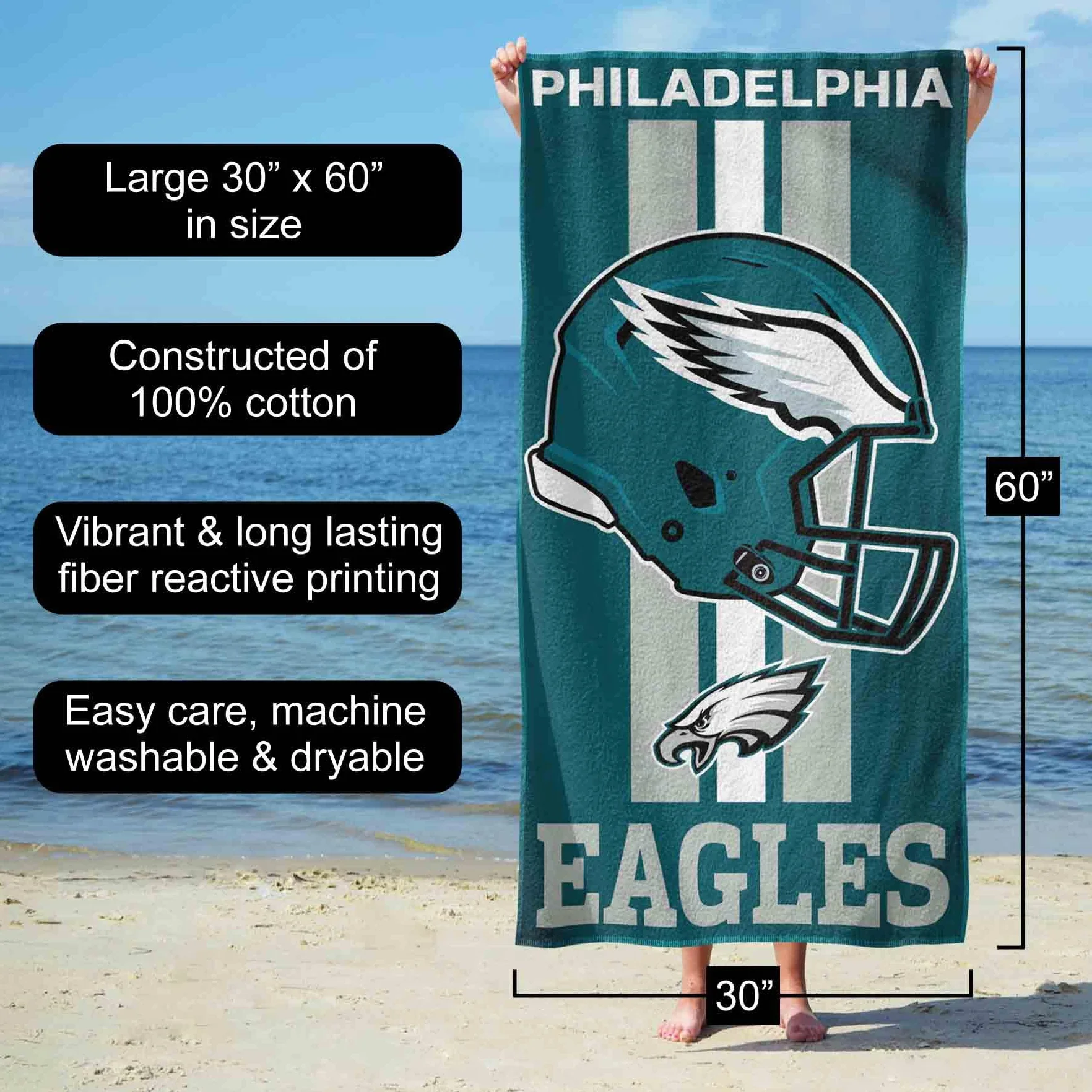 NFL licencjonowany ręcznik plażowy Philadelphia Eagles