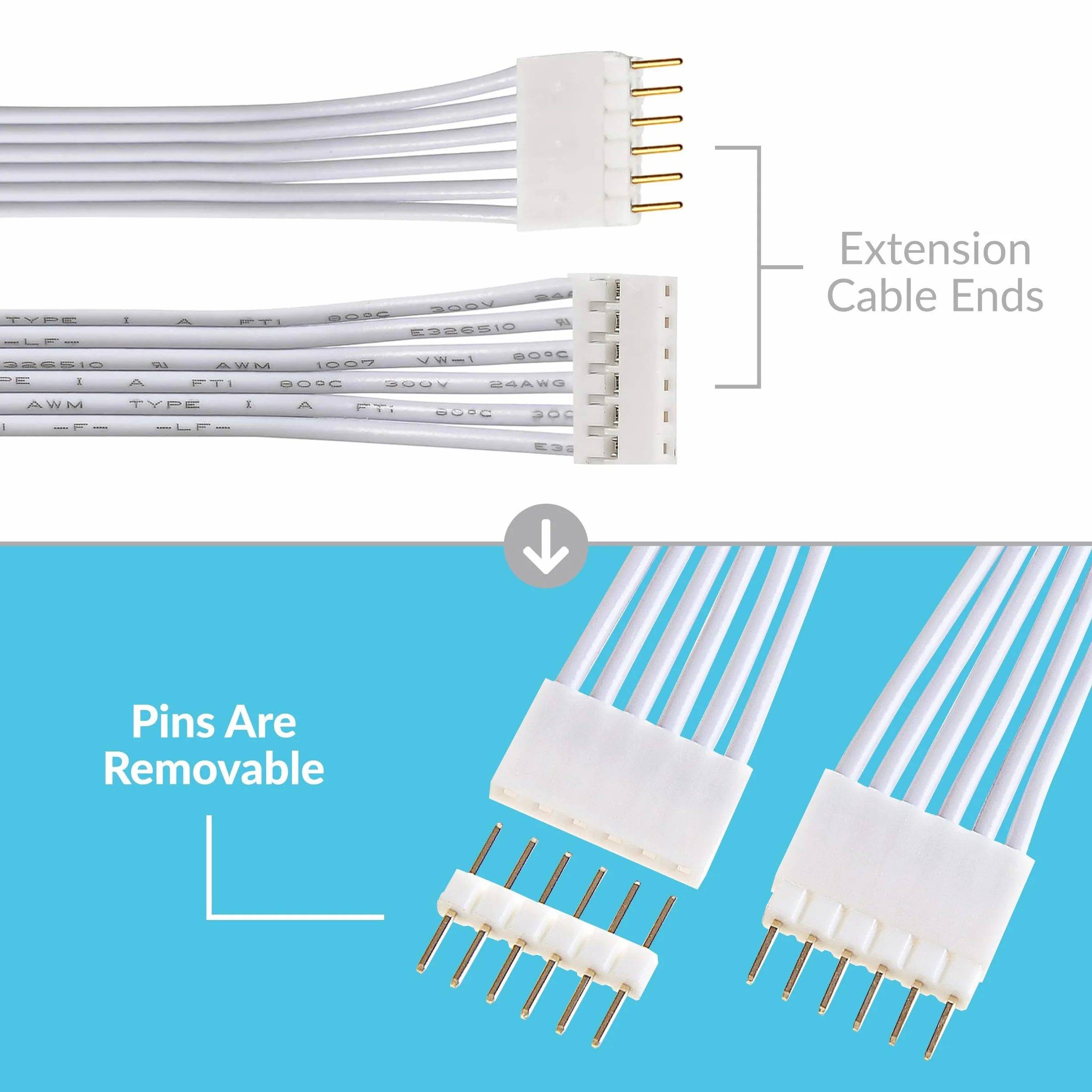 Litcessory Przedłużacz dla Philips Hue Lightstrip Plus (150mm, 5 Sztuk, Bialy - STANDARD 6-KOLEK V3 / WiZ Lightstrip)