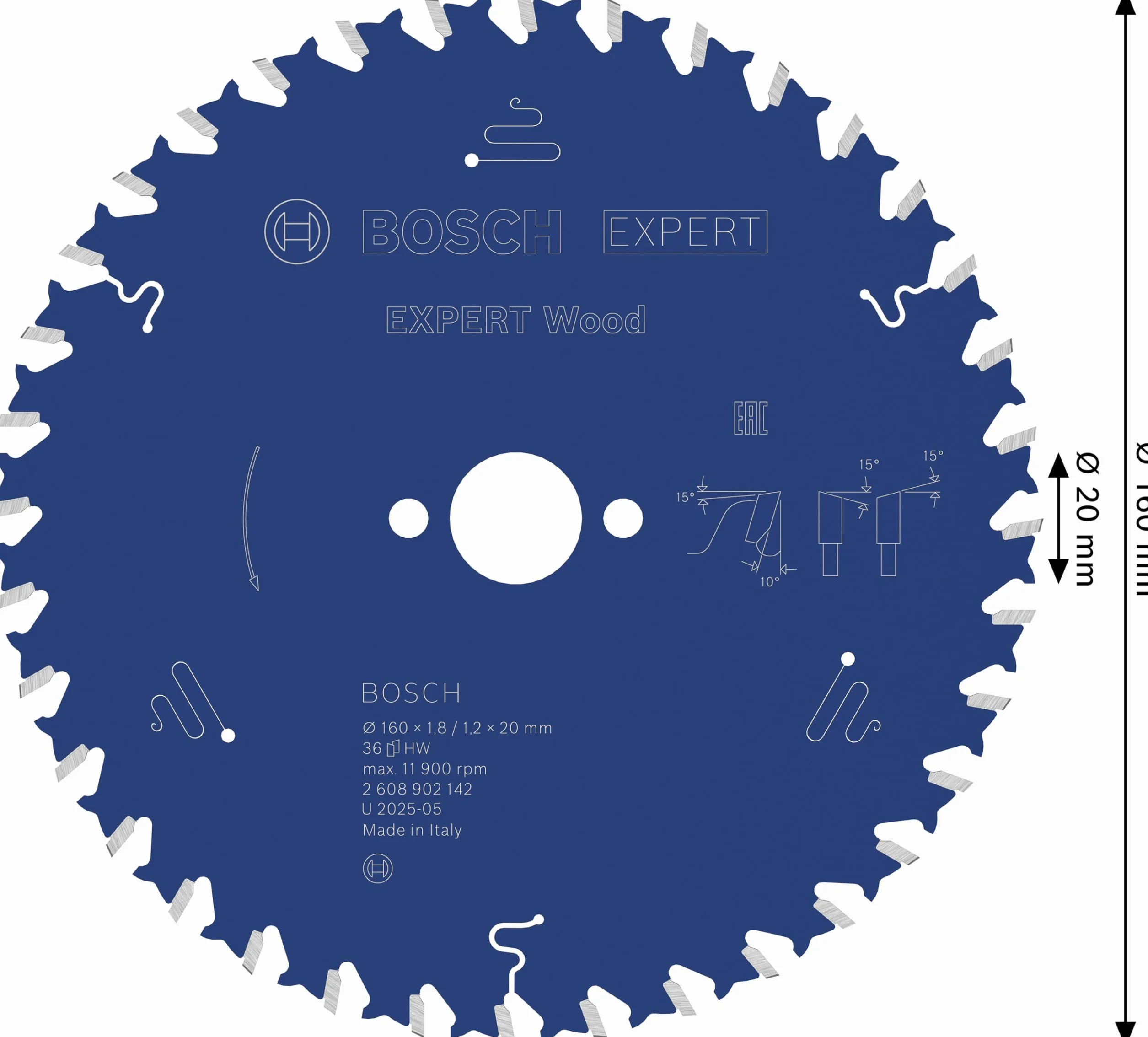 Bosch 1x Tarcza pilarska EXPERT Wood (do Miękkie drewno, Ø mm, Professional Akcesoria Przewodowe ręczne pilarki tarczowe)