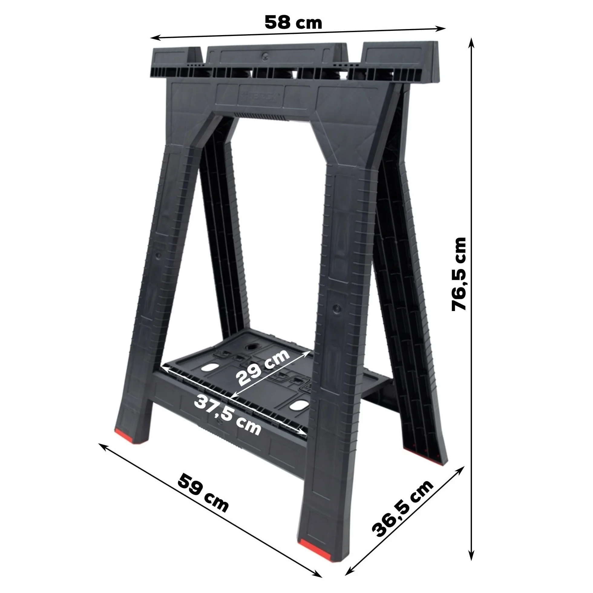 Kozioł roboczy, składany kozioł warsztatowy, 2 sztuki, 76,5 x 58 cm, nośność do 350 kg, kozioł podporowy z półką na narzędzia i małe części z antypoślizgowymi nóżkami