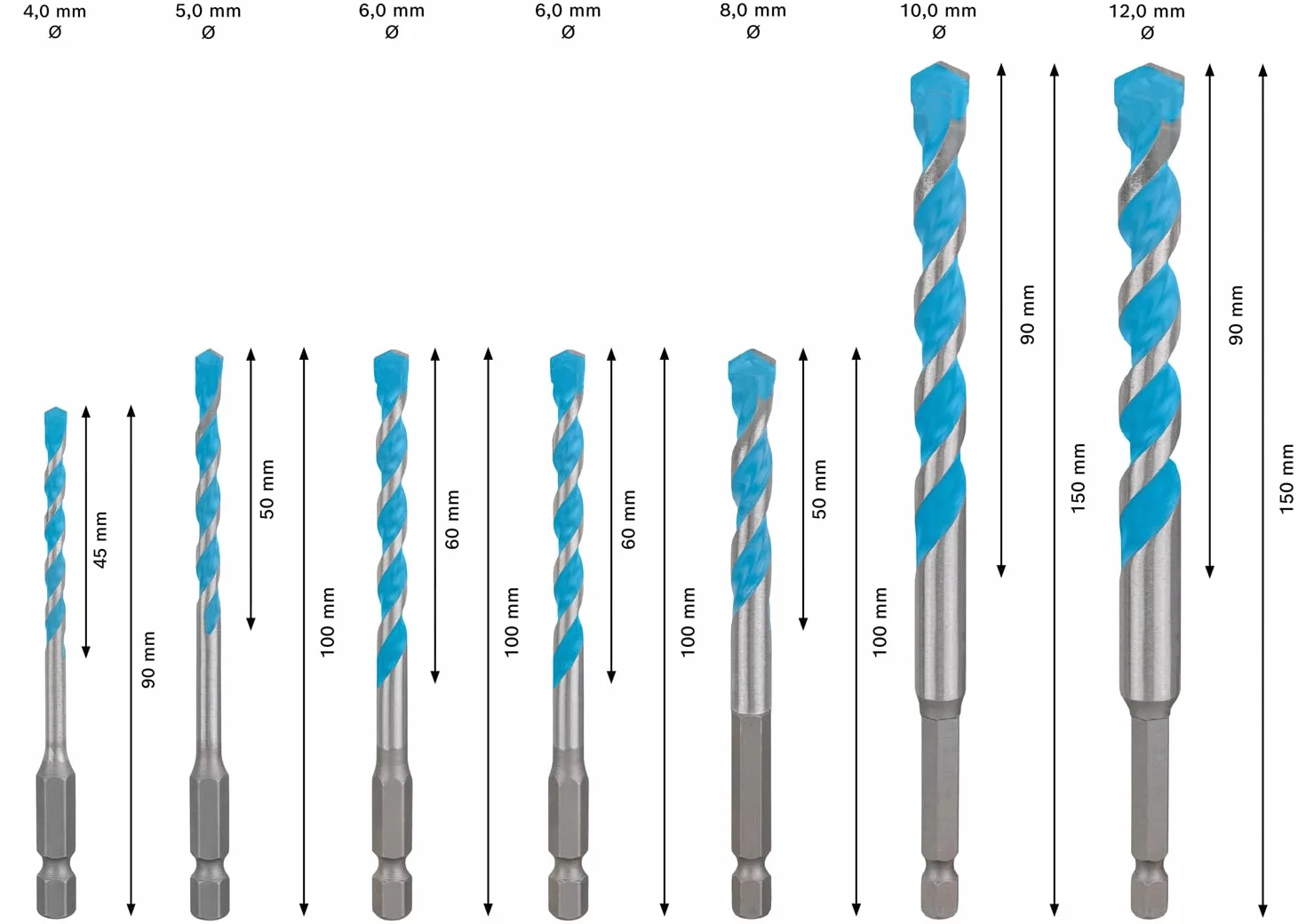 Bosch Zestaw wierteł EXPERT HEX-9 Multi Construction Ø 4-12 mm 7 sztuk
