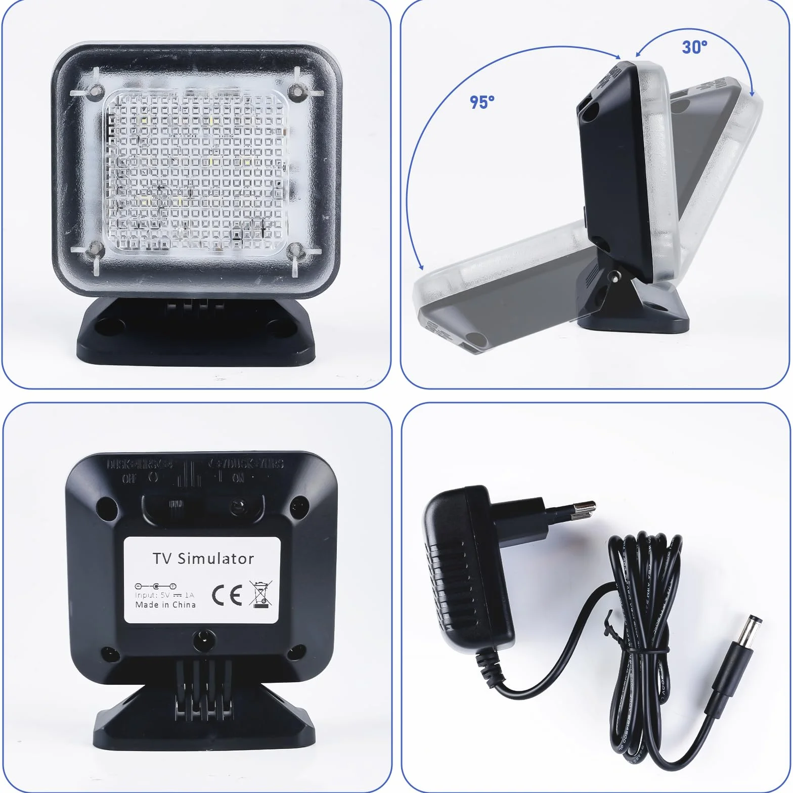GOMETY Symulator TV LED z 12 diodami LED, 3 programami, timerem, ochrona przed włamaniem