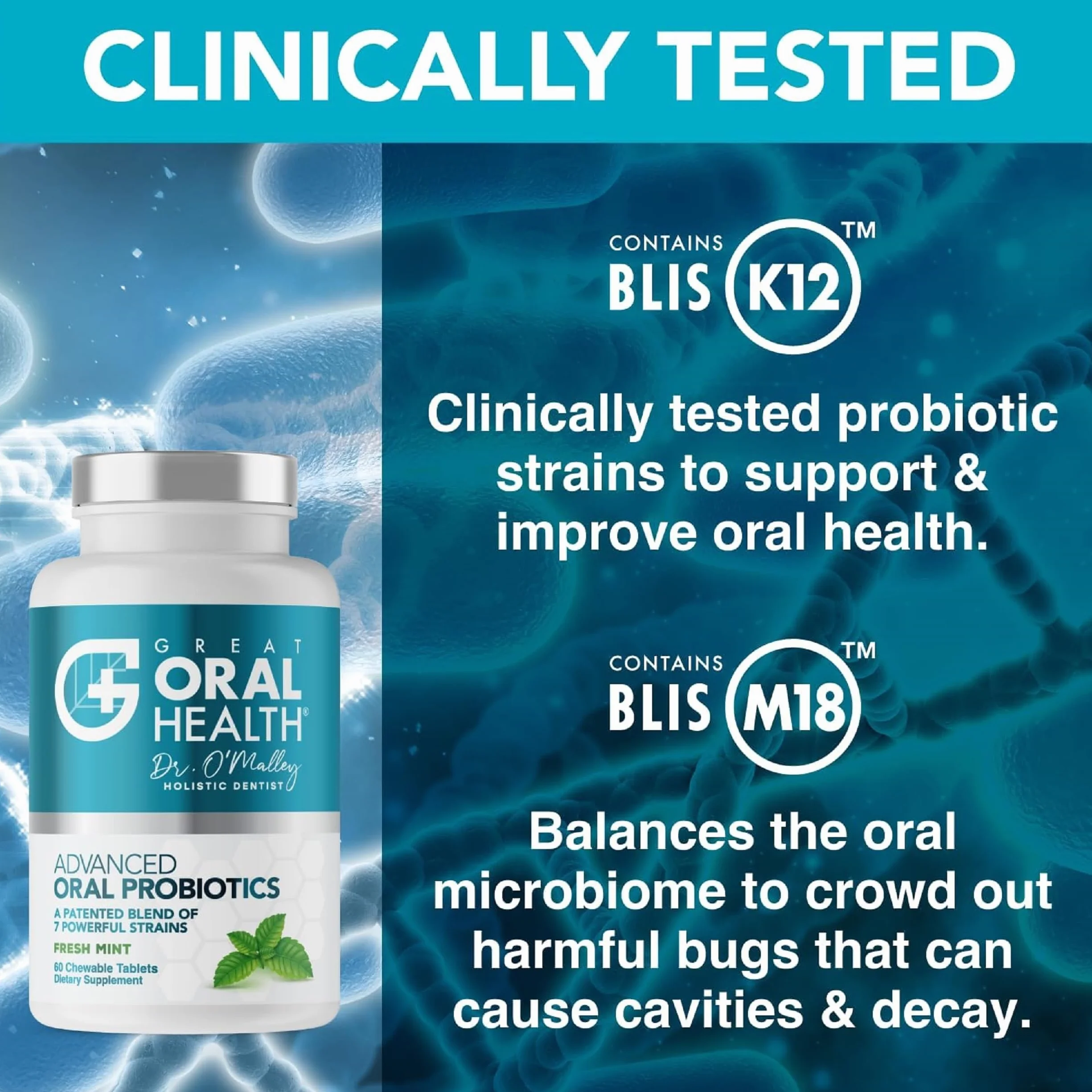 Top dentysta zalecany suplement probiotyczny stosowany do kąpieli oddychania gum choroby, odporność, kamienie gliniansowe, wiele więcej całkowicie naturalne składniki, bez glutenu i laktozy, mieszanka potęgna z siedmiu pożytecznych bakterii, w tym Lactoba