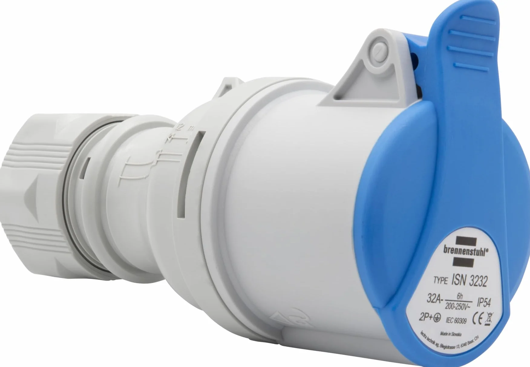 Brennenstuhl 3-biegunowe gniazdo elektryczne CEE do użytku na zewnątrz, gniazdo CEE 230V/32A z pokrywką, złącze przykręcane, do użytku na zewnątrz, kemping, ampery, stocznie, IP44, 32A