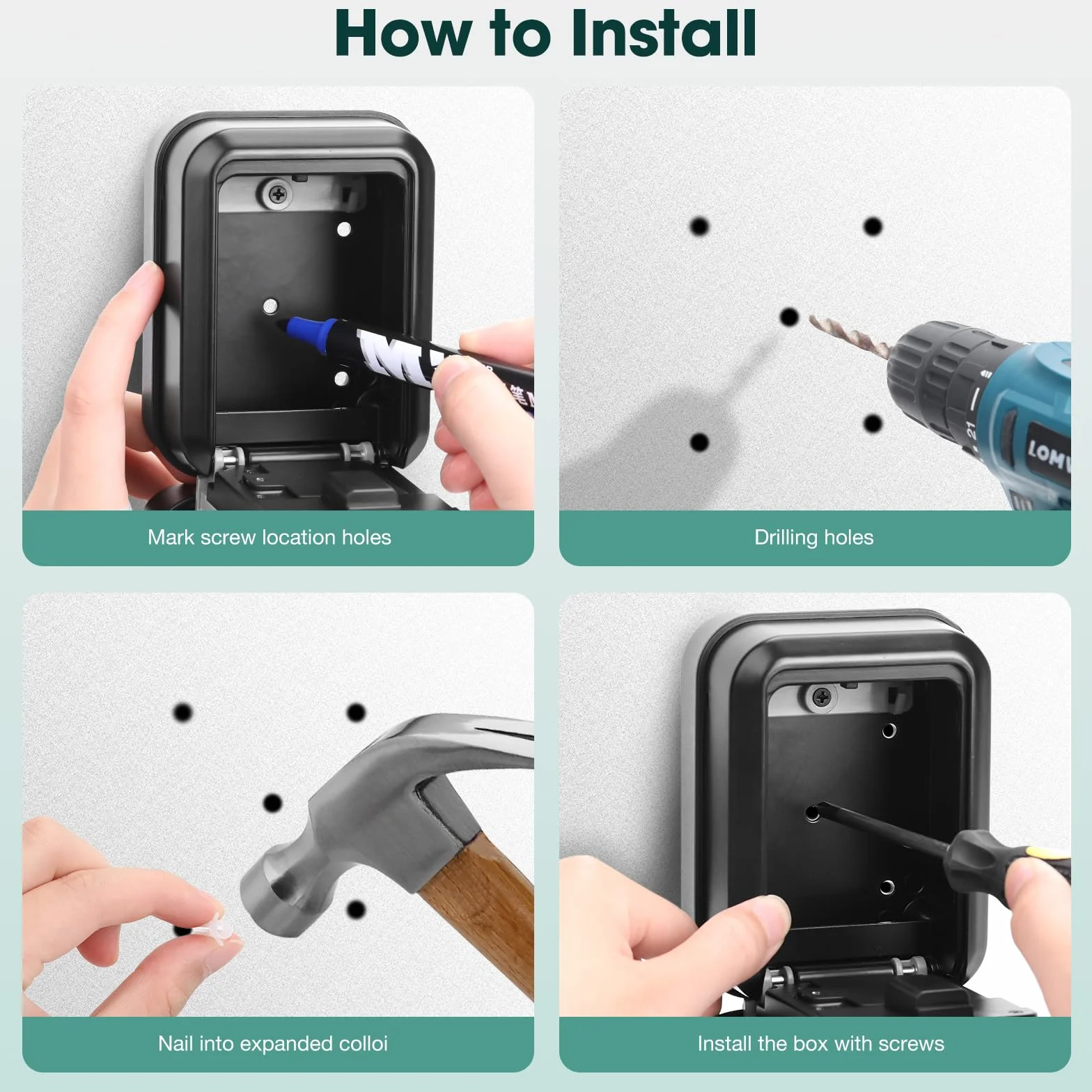 PAIRIER Inteligentna skrzynka na klucze Bluetooth Lock Box z aplikacją TTLock i kodem PIN, sejf na klucze 12-cyfrowy