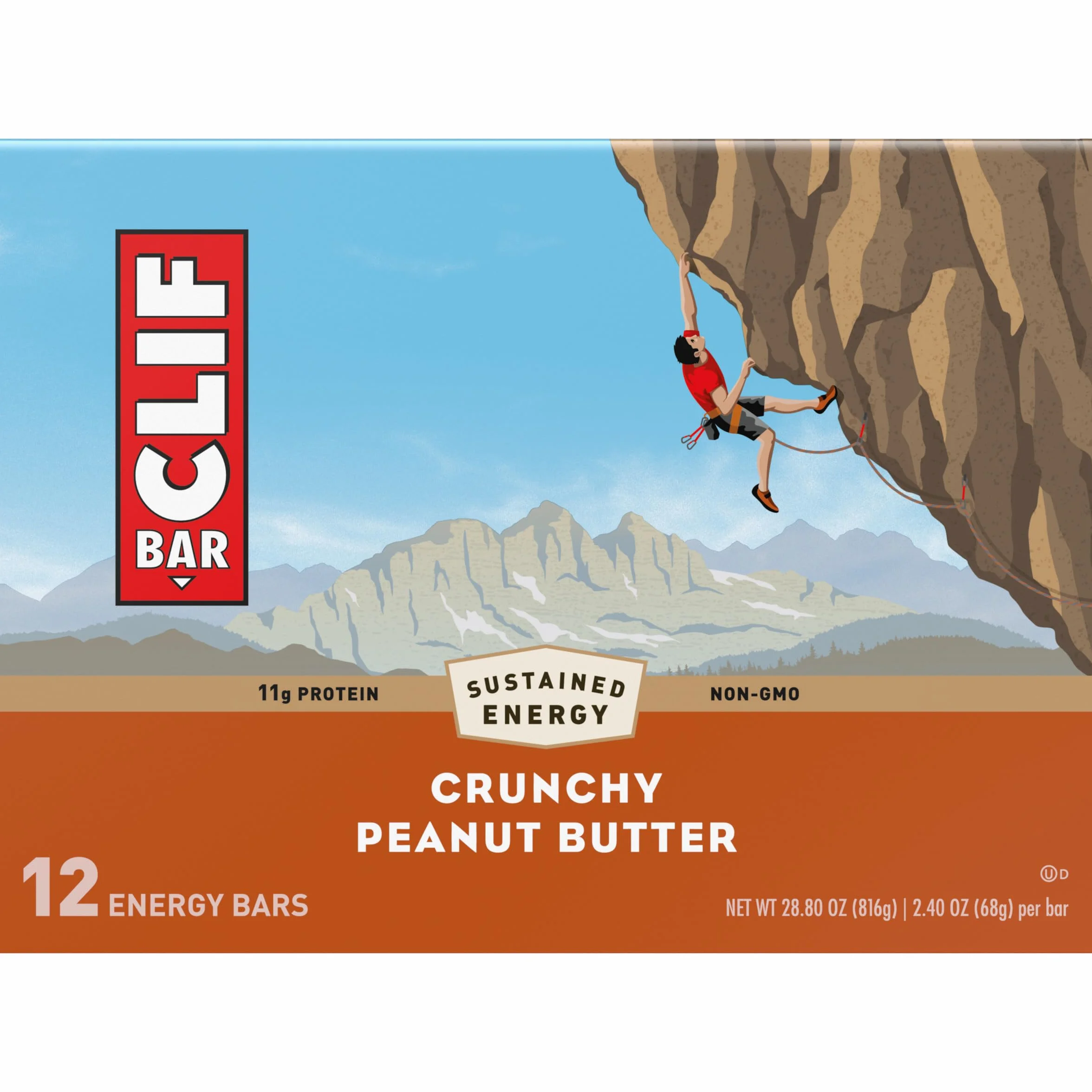 Clif Bar Crunchy Peanut Butter Energy Bars, 12 barów / pudełko