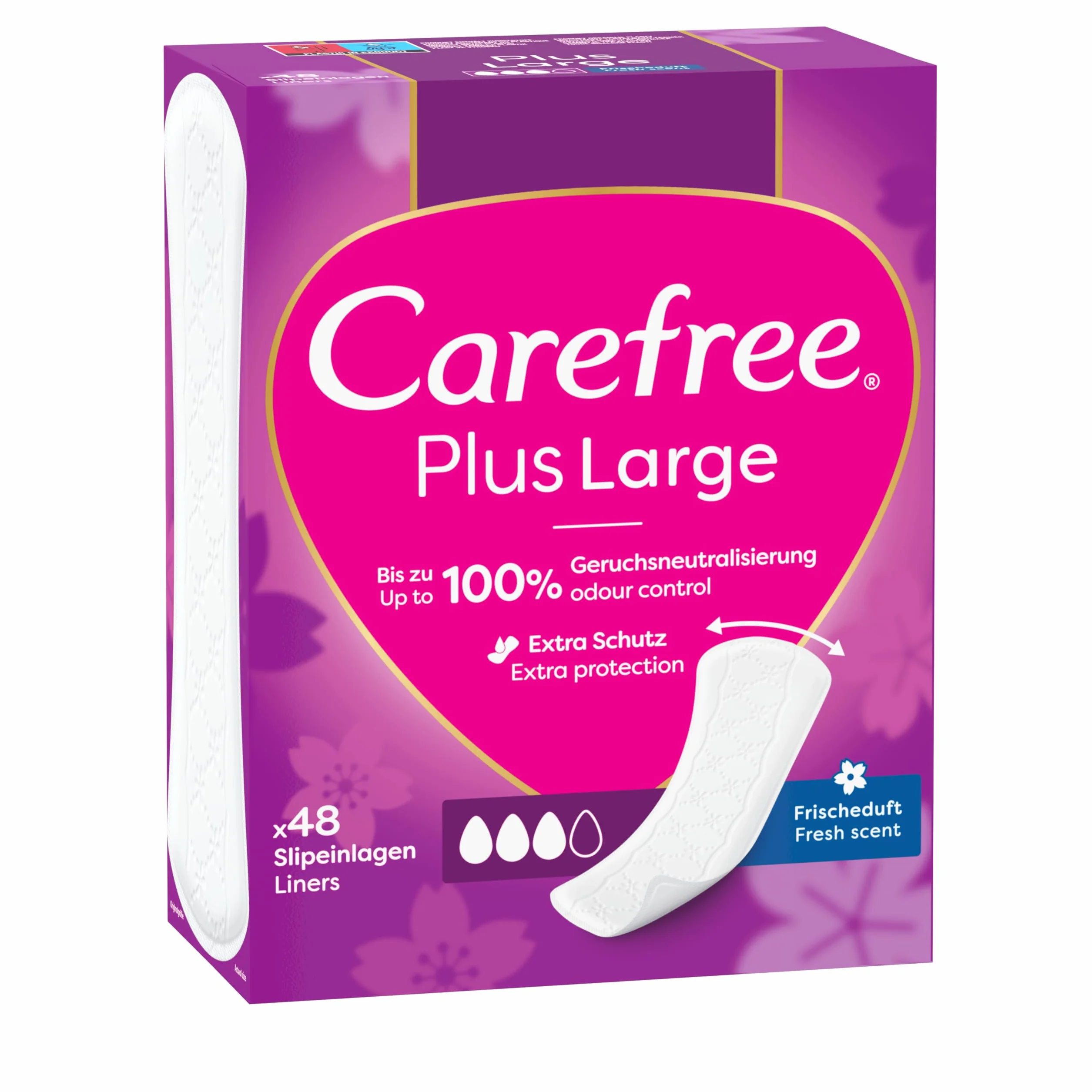 Carefree Plus Large Fresh 48 szt. Wkładki higieniczne, szersze, super chłonne