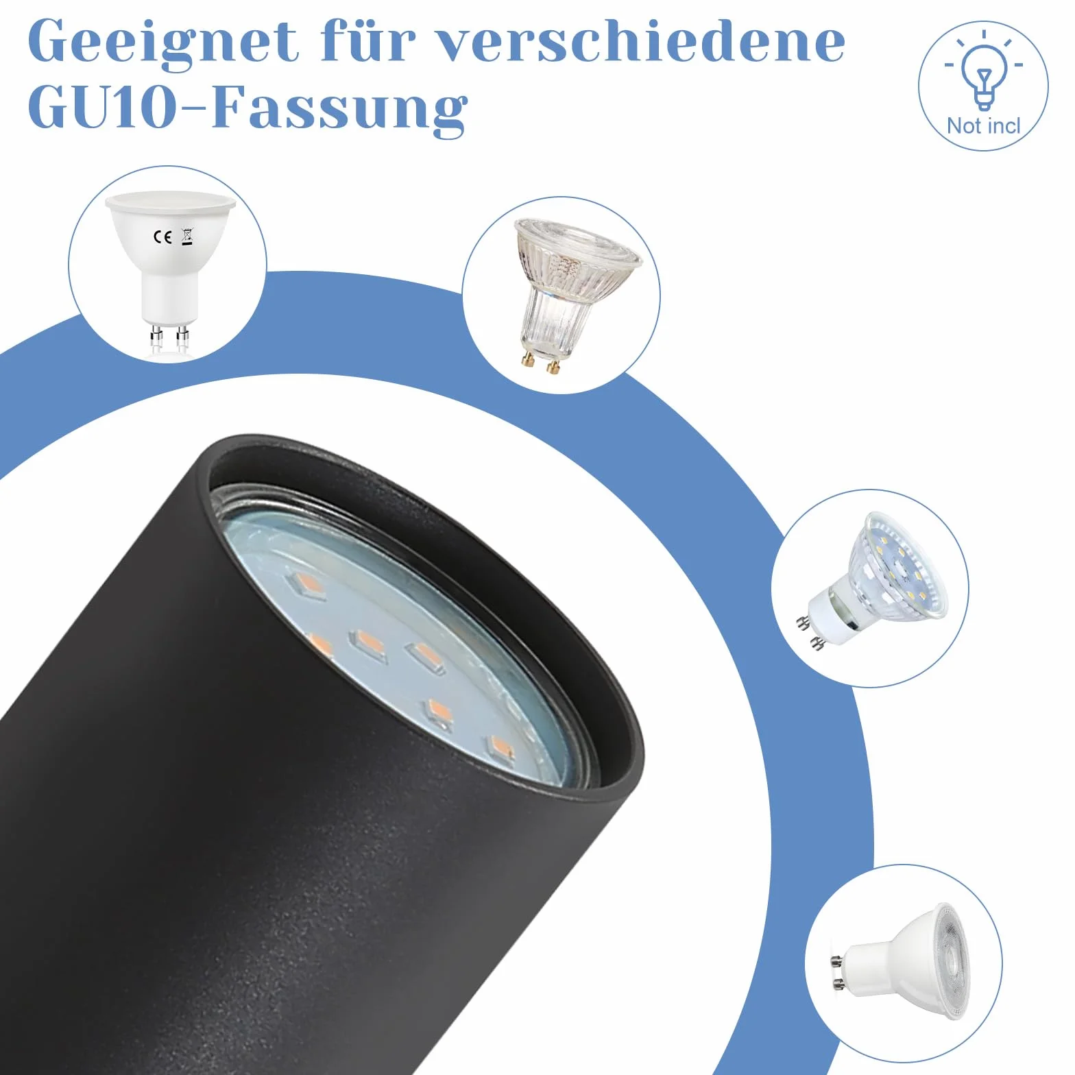 Lampa Sufitowa LED GU10 Obrotowa Czarny 5 Płomień Reflektor
