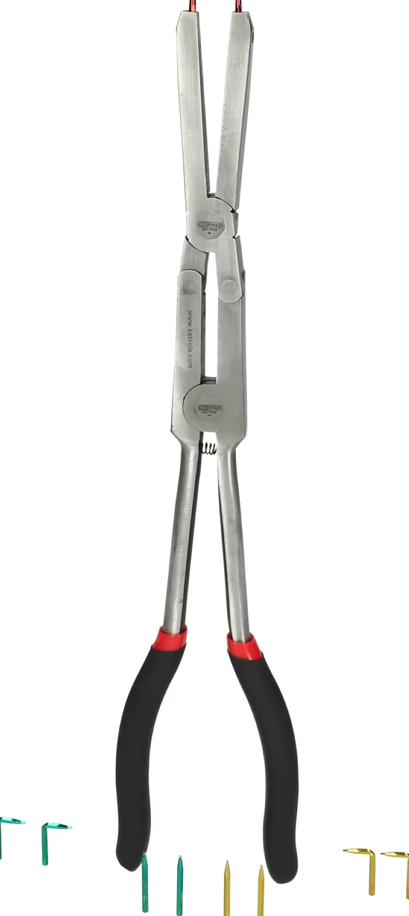 KS Tools 500.7015 Obcęgi zabezpieczające dwuprzegubowe do pierścieni wewnętrznych z wymiennymi końcówkami
