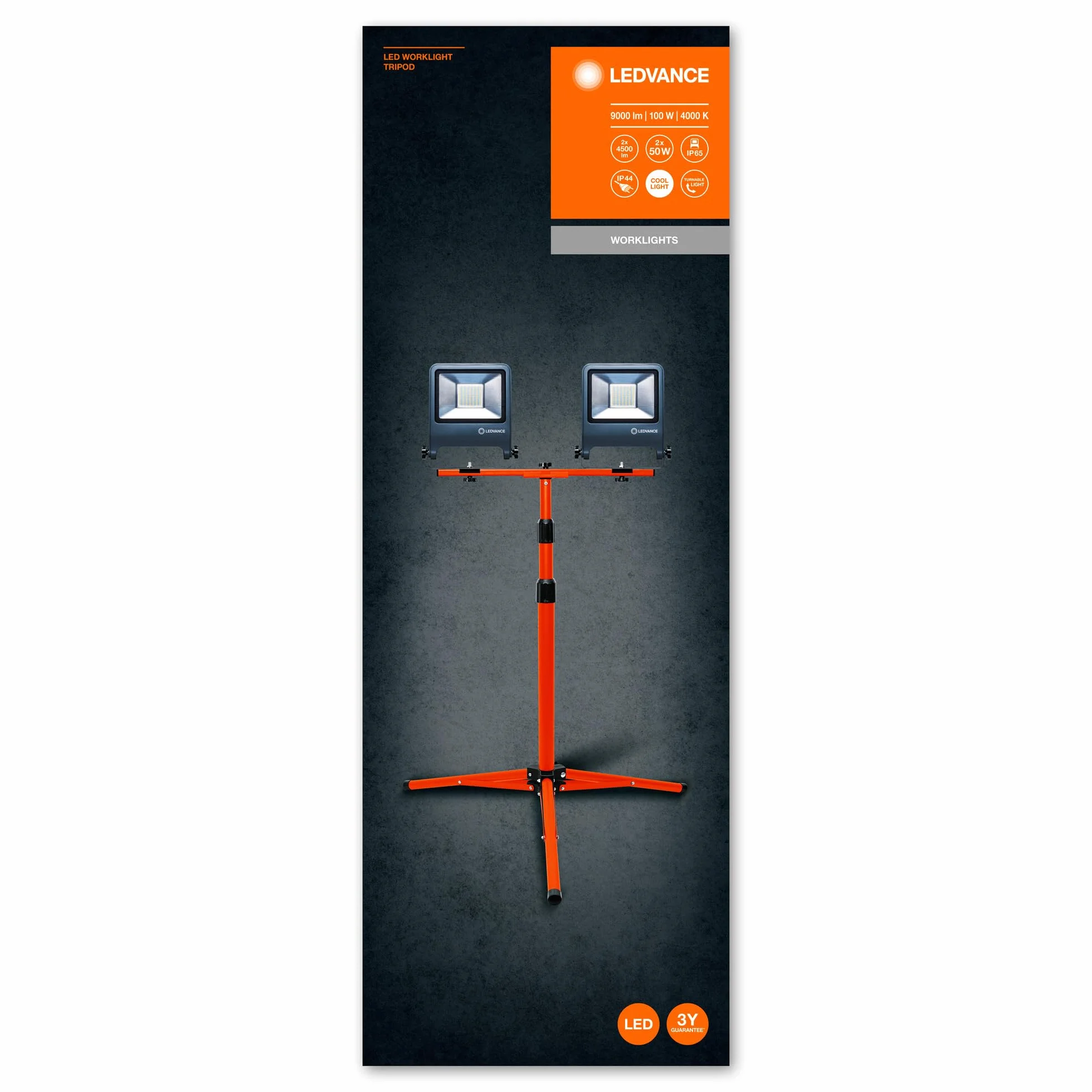 Ledvance Światło Robocze Led, Pomarańczowy/Szary, 2 x 50W