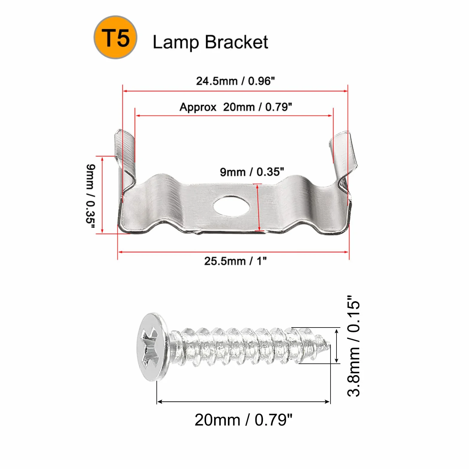 sourcing map T5 Klipsy Konsola Wisząca Świetlówka Rura Mocowanie Uchwyt Zaciski ze śrubami do żarówek LED Lampa sufitowa Zestaw 30 sztuk
