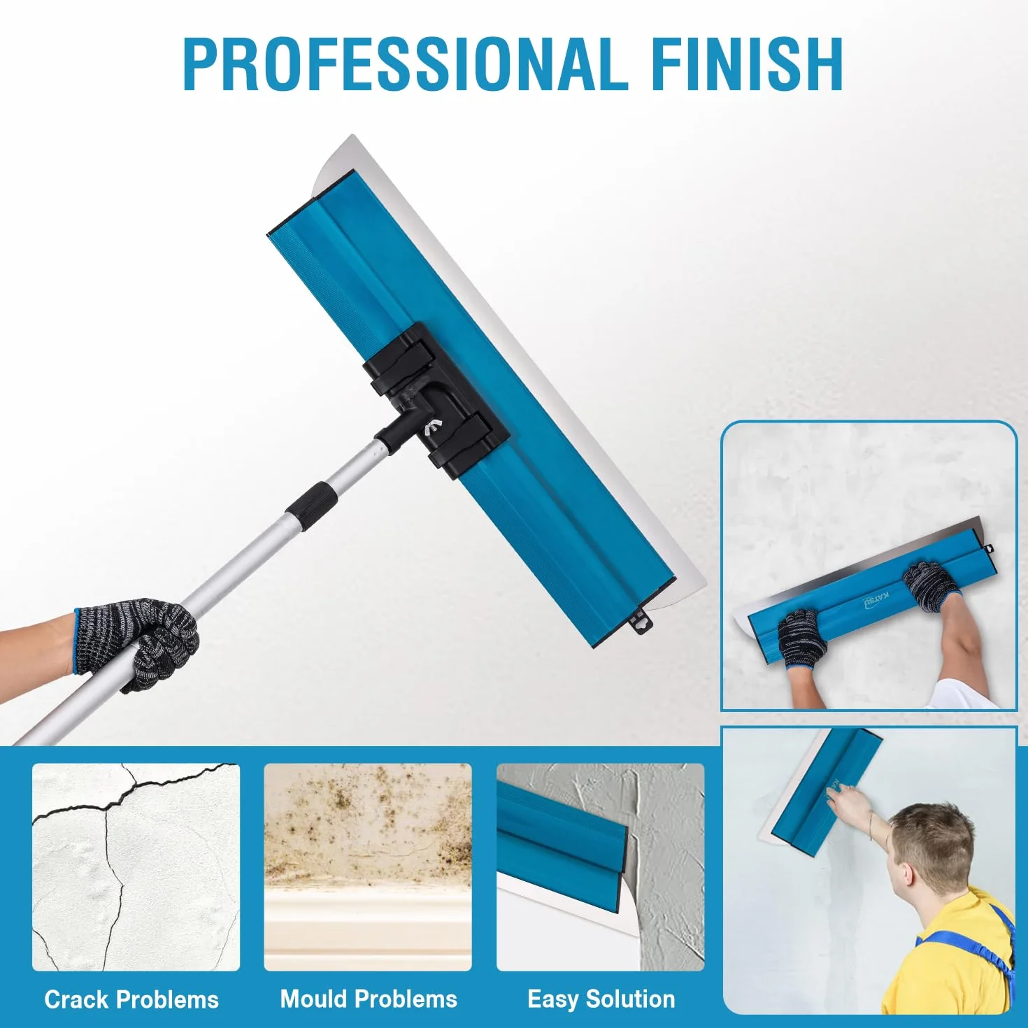KATSU Tools Zestaw szpachli 25-60 cm ze stali nierdzewnej do płyt gipsowo-kartonowych