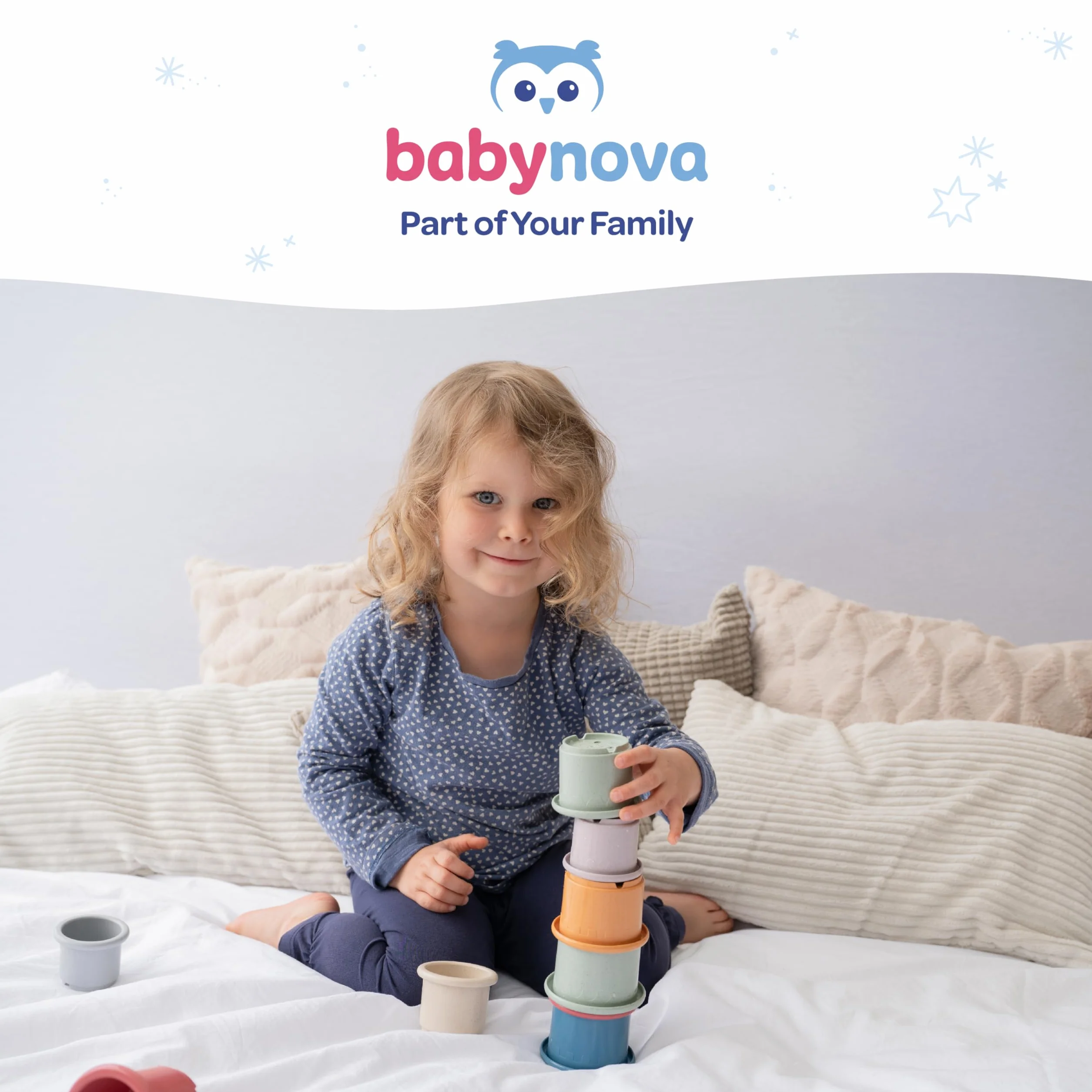 babynova Zestaw Startowy do Pielęgnacji Zębów – Szczoteczki do Zębów dla Niemowląt od 6 Miesiąca – Szczoteczka Treningowa, Pierścień Ochronny dla Większego Bezpieczeństwa, Szczoteczka i Czyścik