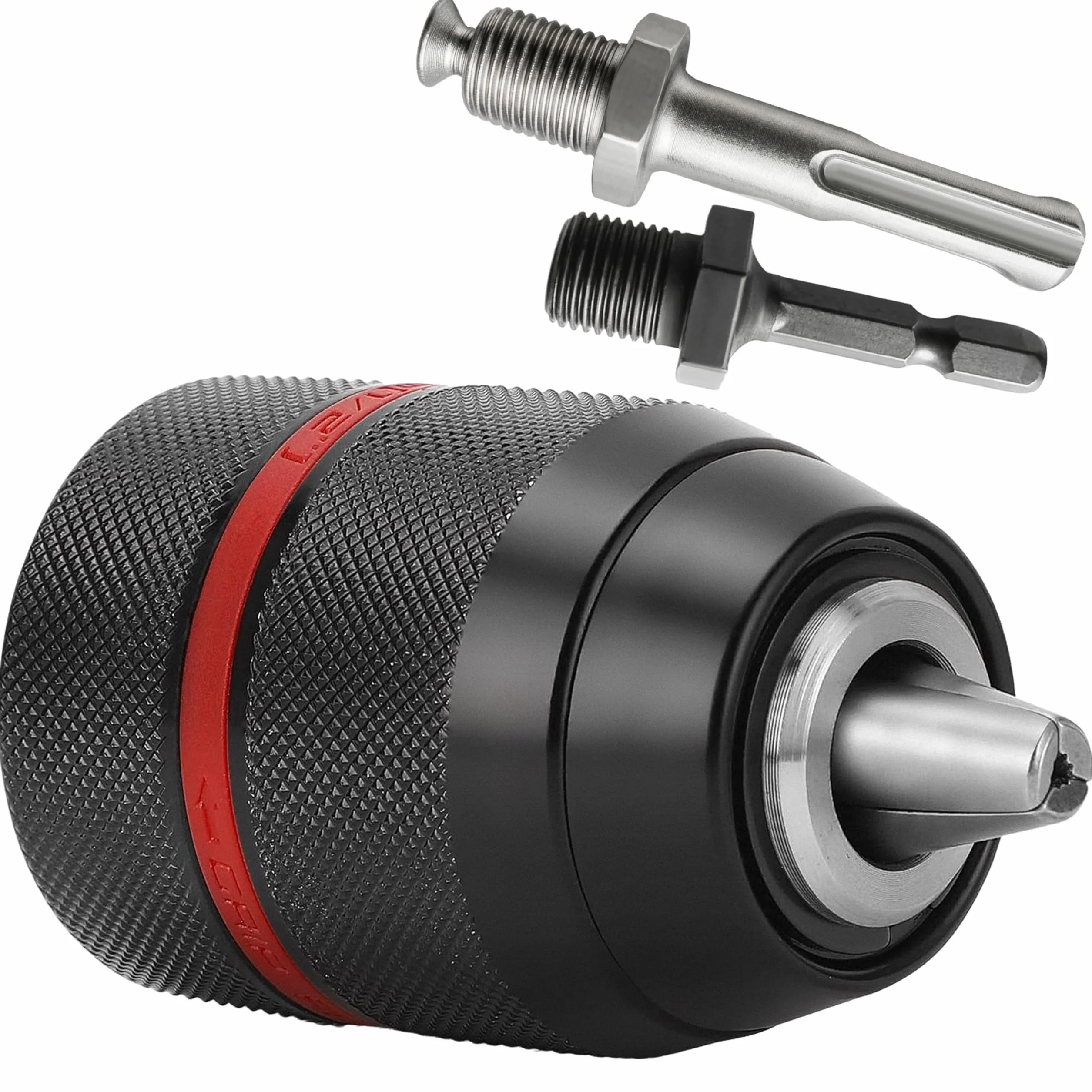 S&R Szybkozaciskowy uchwyt wiertarski 2 mm – 13 mm 1/2-20 UNF z adapterem SDS-plus i adapterem sześciokątnym HEX, szybkozaciskowy uchwyt wiertarski z gwintem, uchwyt szybkozaciskowy do wiercenia