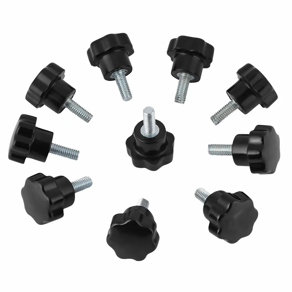 10 stücke Sternförmige Türgriffe Griff Bolzen M5 * 16 Kunststoff Fadenklemmknopf Maschine Werkzeug Zubehör Set Schwarz