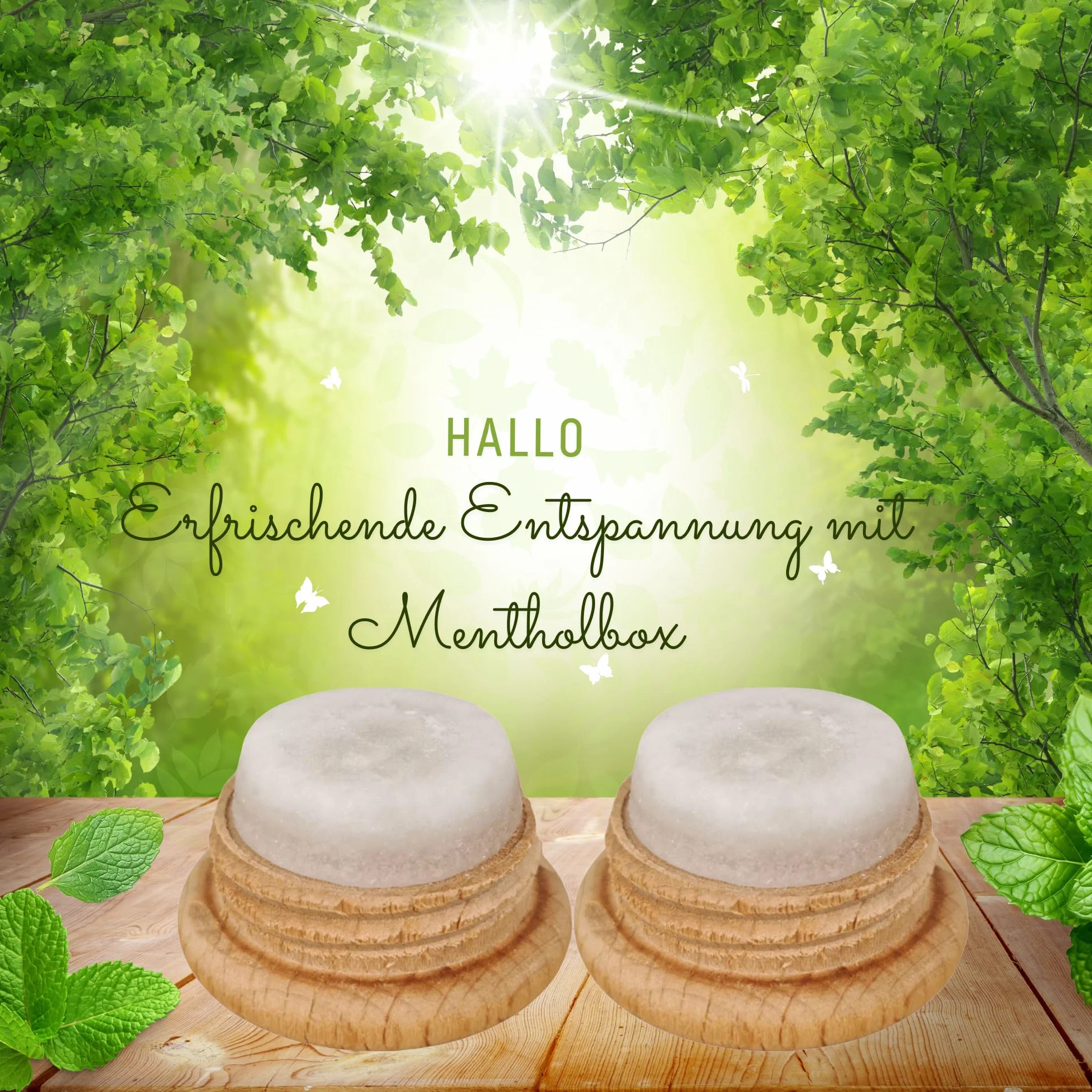 Naturalny kamień mentolowy okrągły z drewnianym uchwytem 6 g do masażu spa