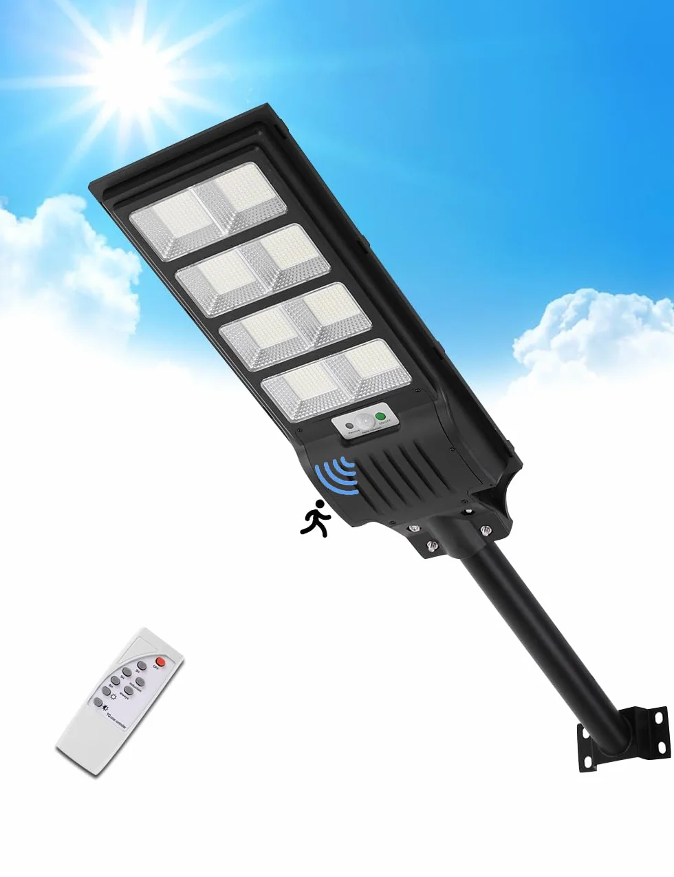 Sararoom 400W solarna latarnia uliczno-ogrodowa z pilotem, 6500K 50000 lm solarne lampy do użytku na zewnątrz z czujnikiem ruchu, wodoszczelność IP65, LED solarne reflektory na zewnątrz, latarnia do