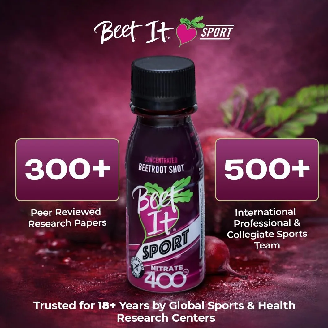 Beet It Sport Nitrate 400 – zastrzyki o wysokiej zawartości azotanu – skoncentrowany sok z buraków (15 x 70 ml) zwiększa wydajność tlenku azotu i wytrzymałość sportową