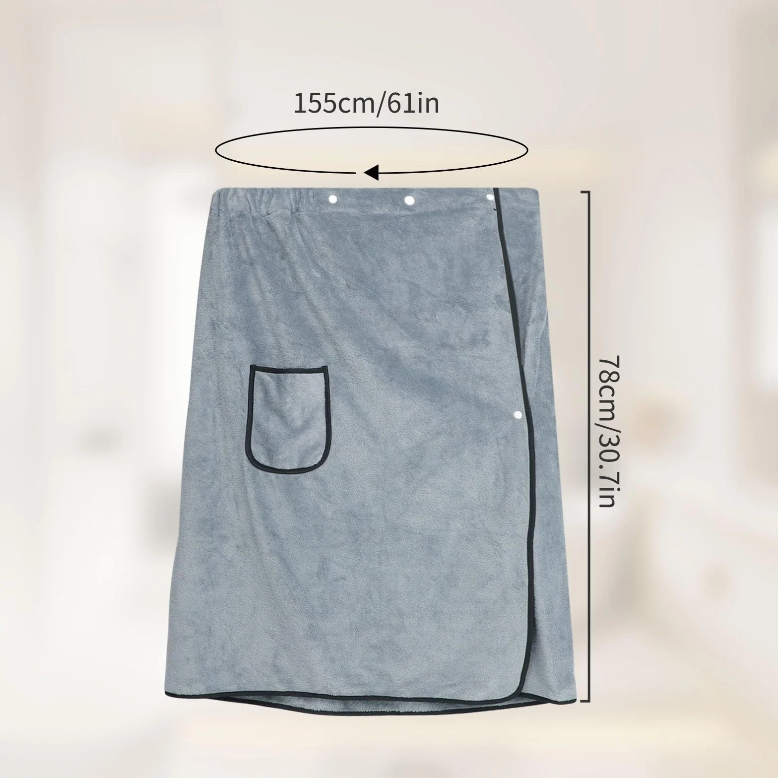 Męski kilt do sauny, ręcznik do sauny, ręcznik do sauny, męski ręcznik do sauny z elastycznym pasem, regulowany, wysokiej jakości polar koralowy, 78 x 155/135 cm, ciemnoszary